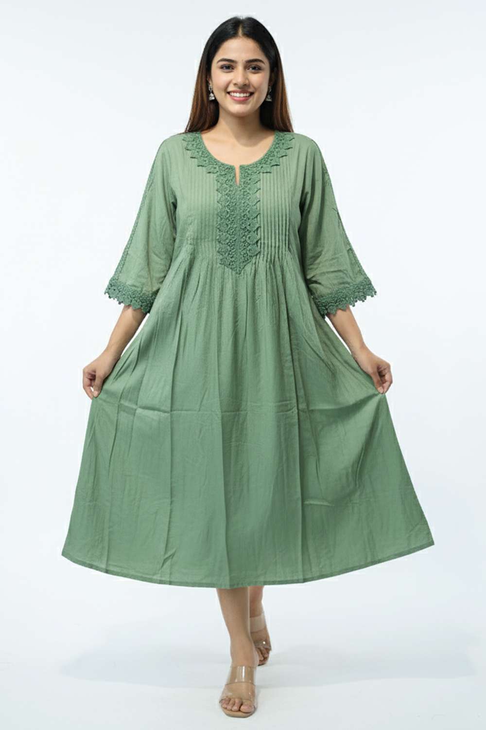 intune Solid Round Neck Rayon Women Dress-picture-37