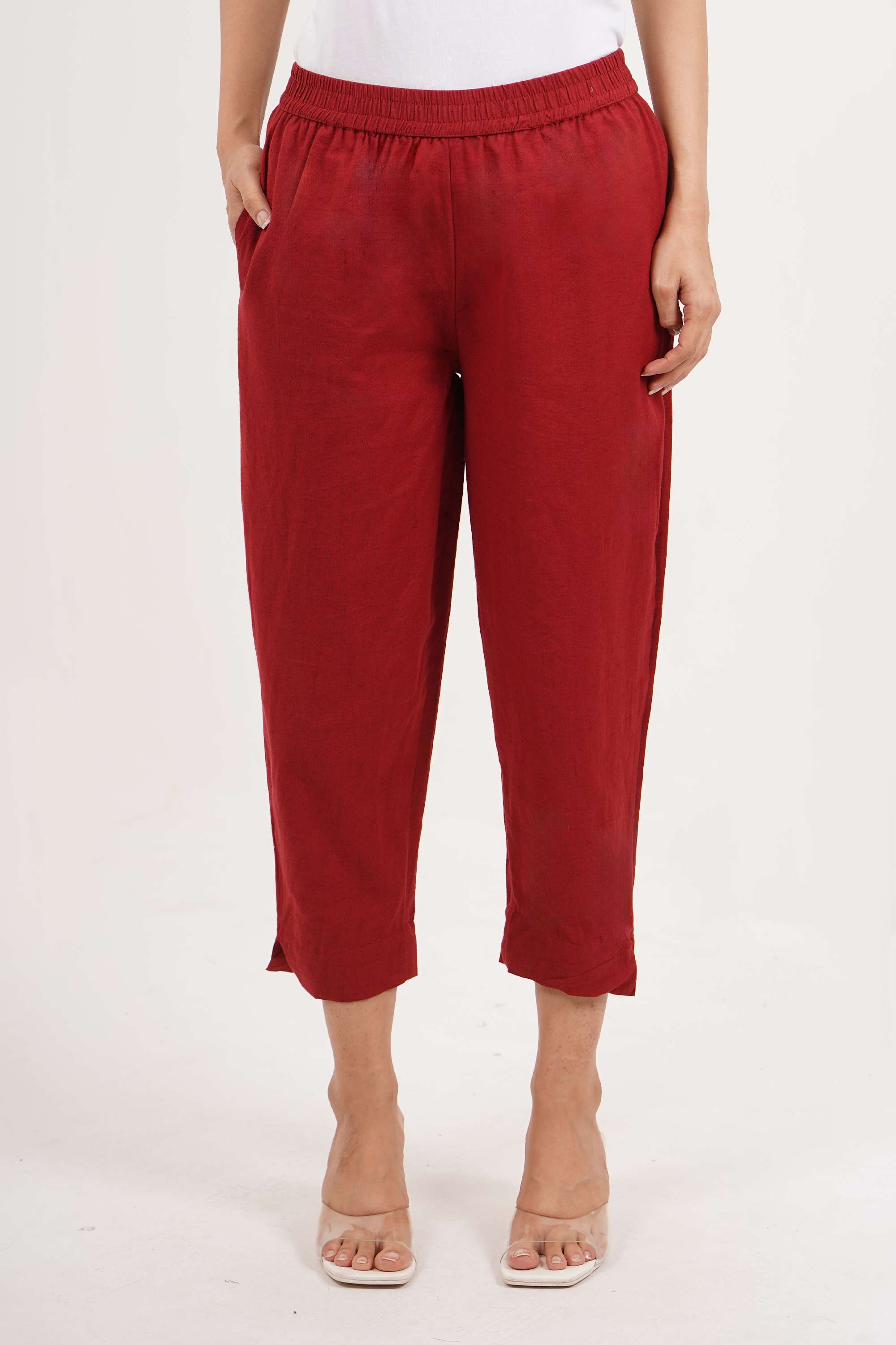 Solid Regular Fit Cotton Flex Women's Casual Wear Pants