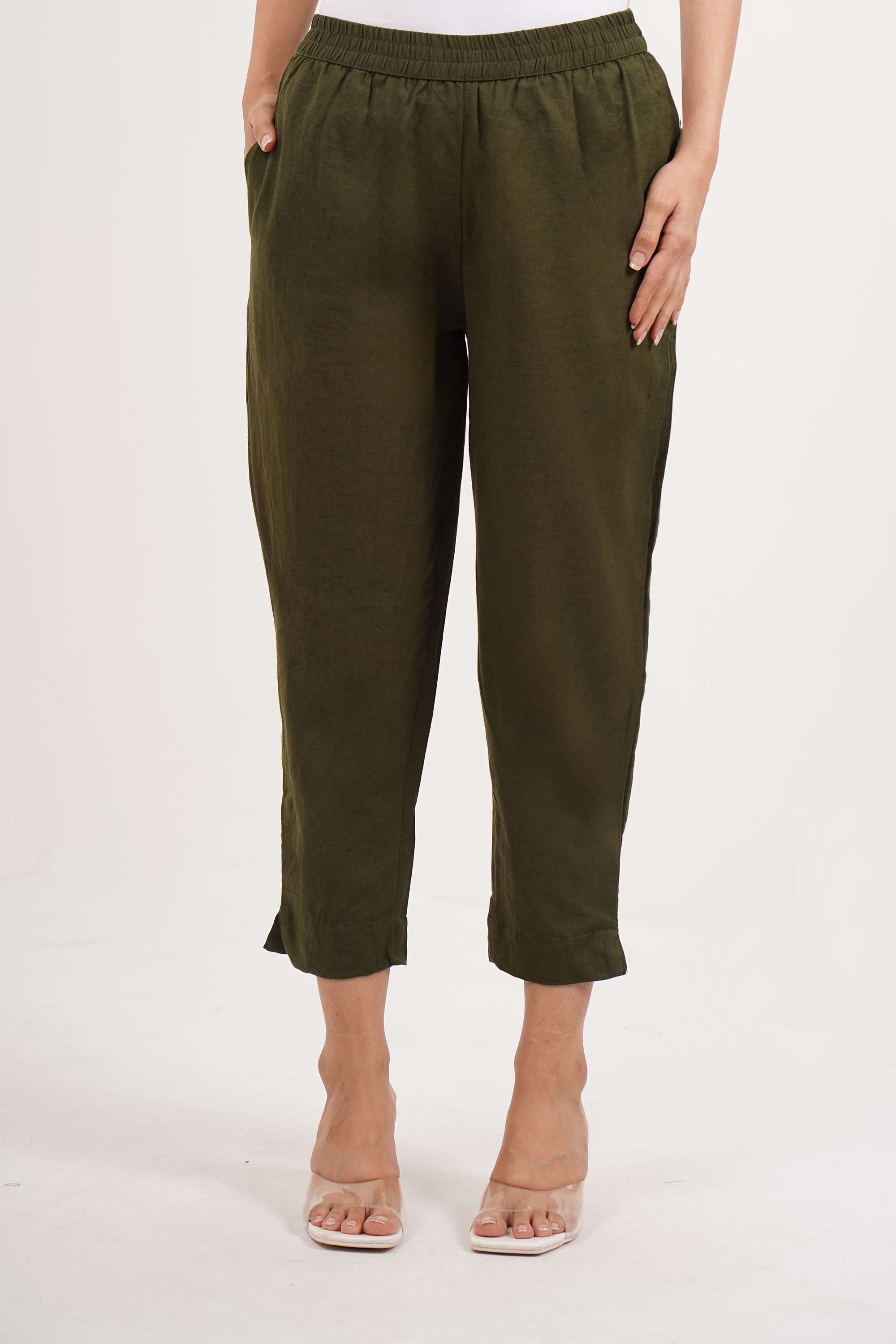 Solid Regular Fit Cotton Flex Women's Casual Wear Pants