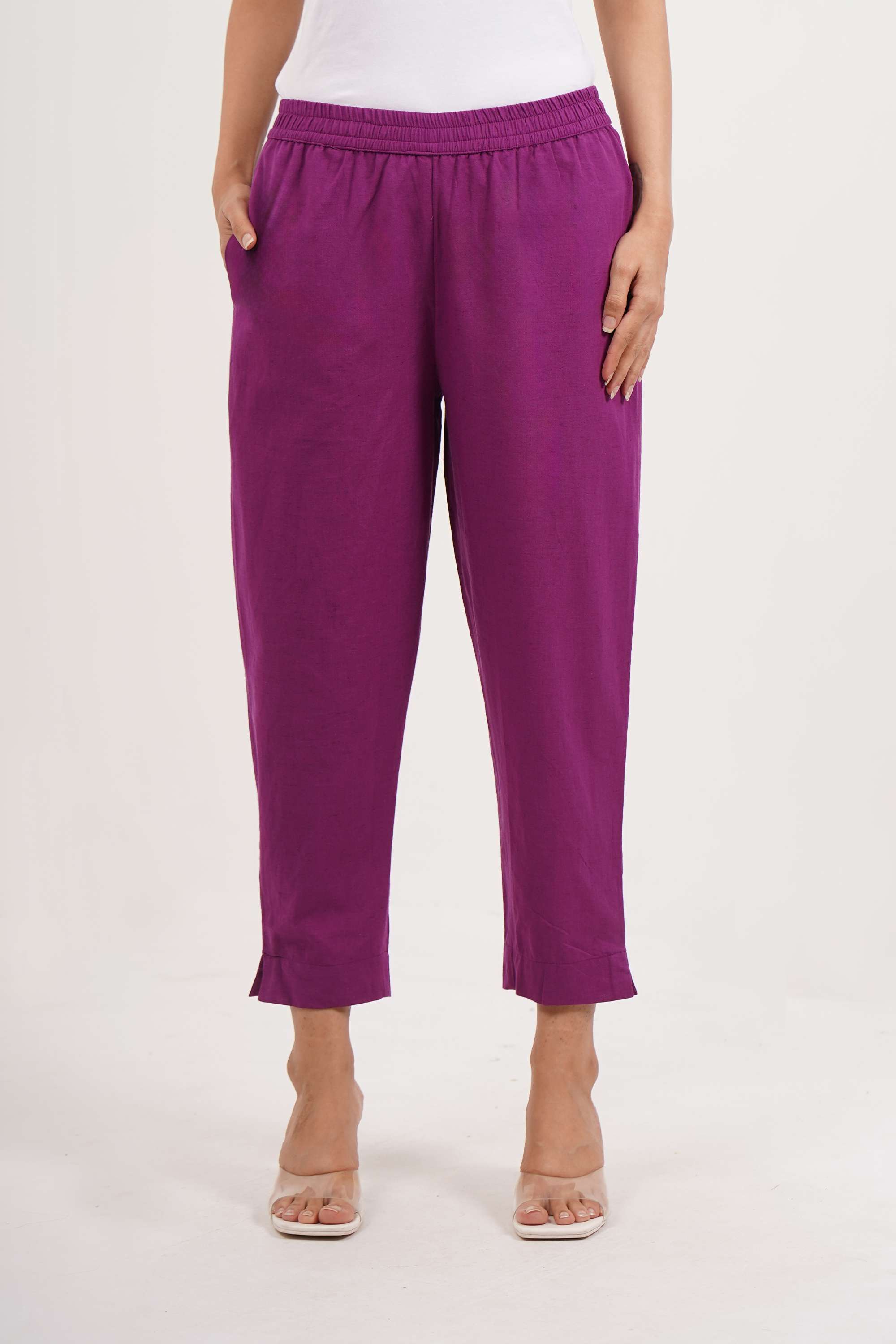 Solid Regular Fit Cotton Flex Women's Casual Wear Pants