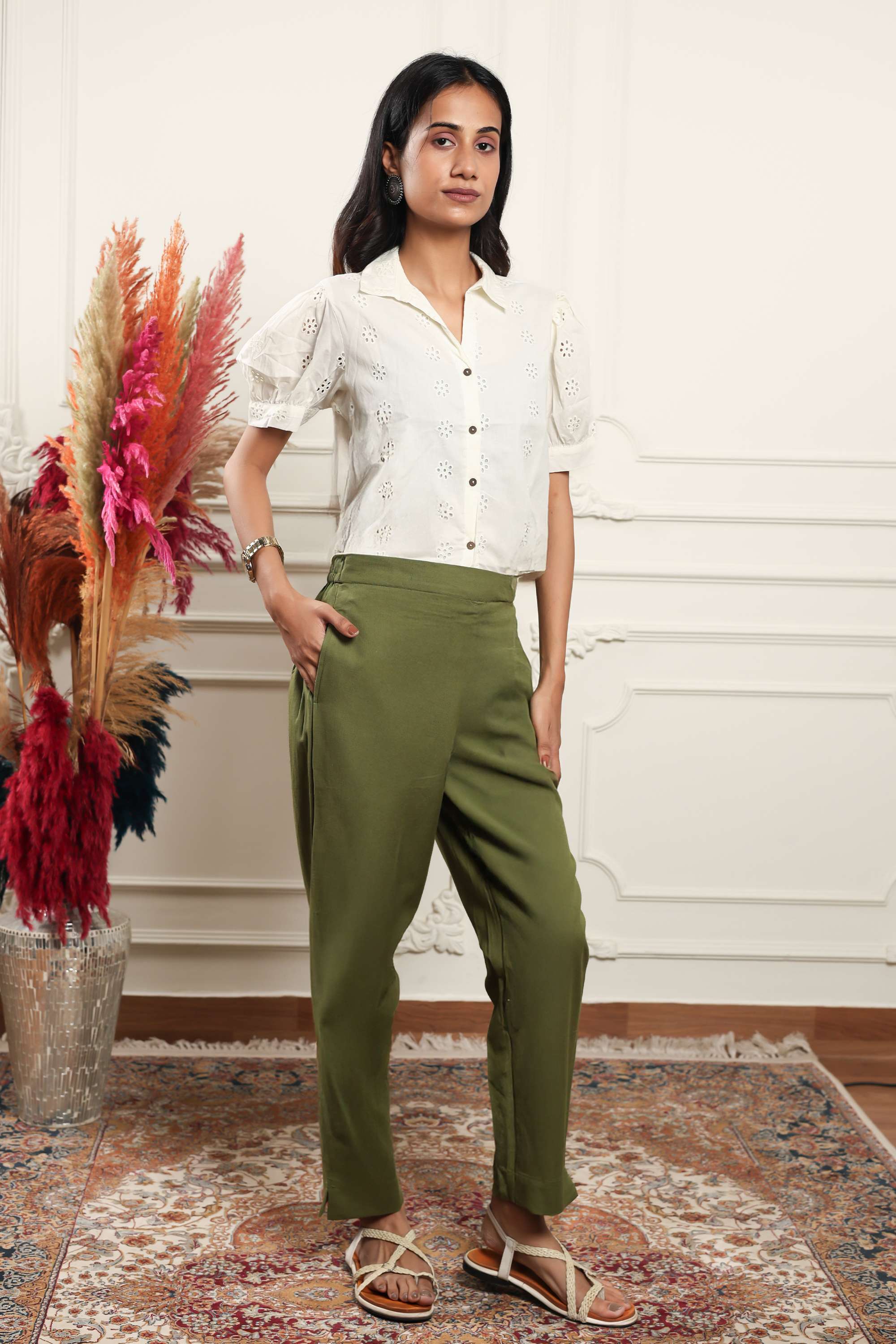 Printed Regular Fit Cotton Blend Women Casual Wear Pants-image-26
