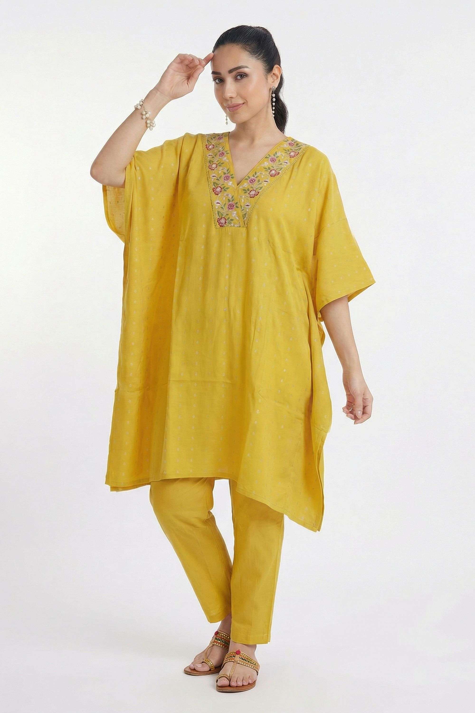 Rayon Relaxed Fit 3/4 Sleeves Casual Wear Women Co-Ord Set-image-4