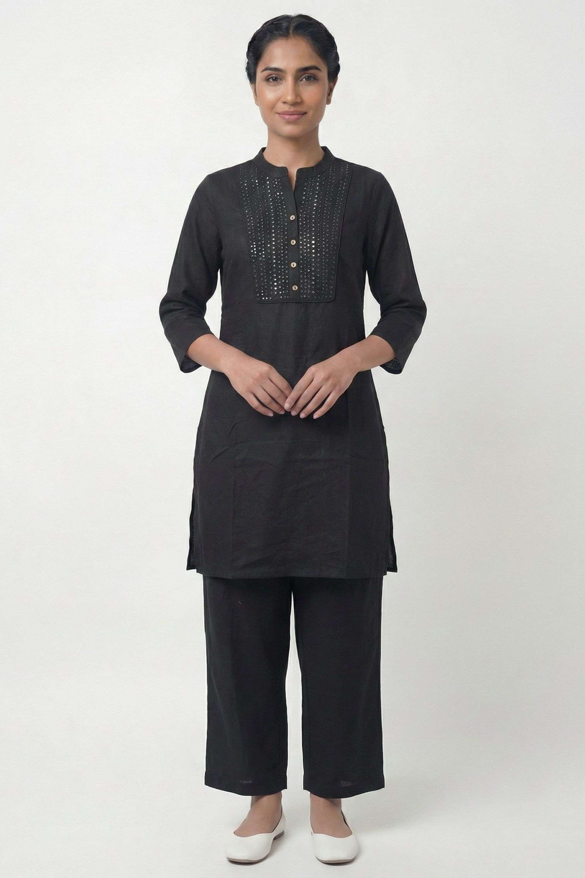 Cotton Regular Fit 3/4 Sleeves Casual Wear Women Co-Ord Set-image-10