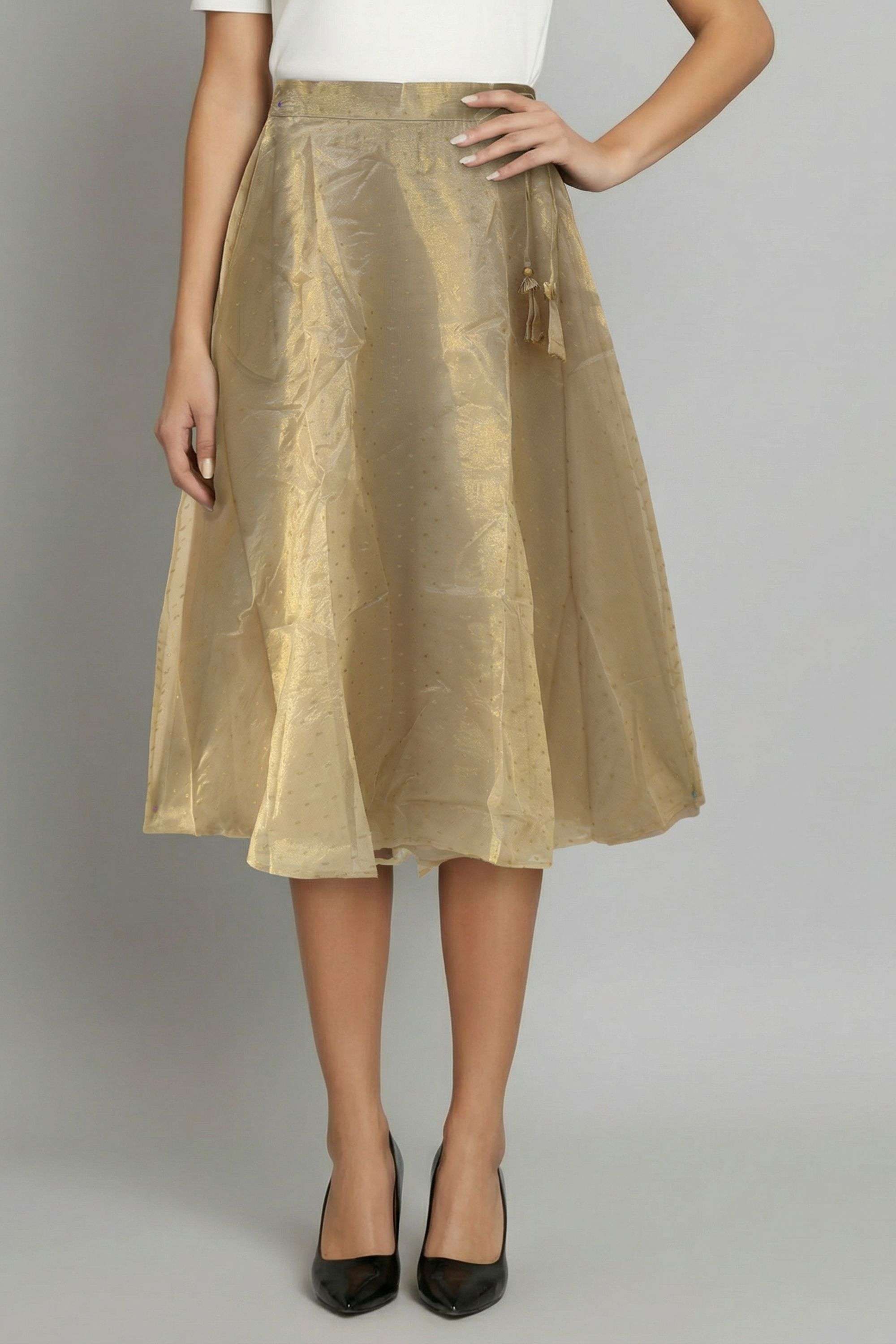 intune Textured Wide Leg Fit Ankle Length Festive Wear Blended Fabric Women Skirts-picture-16