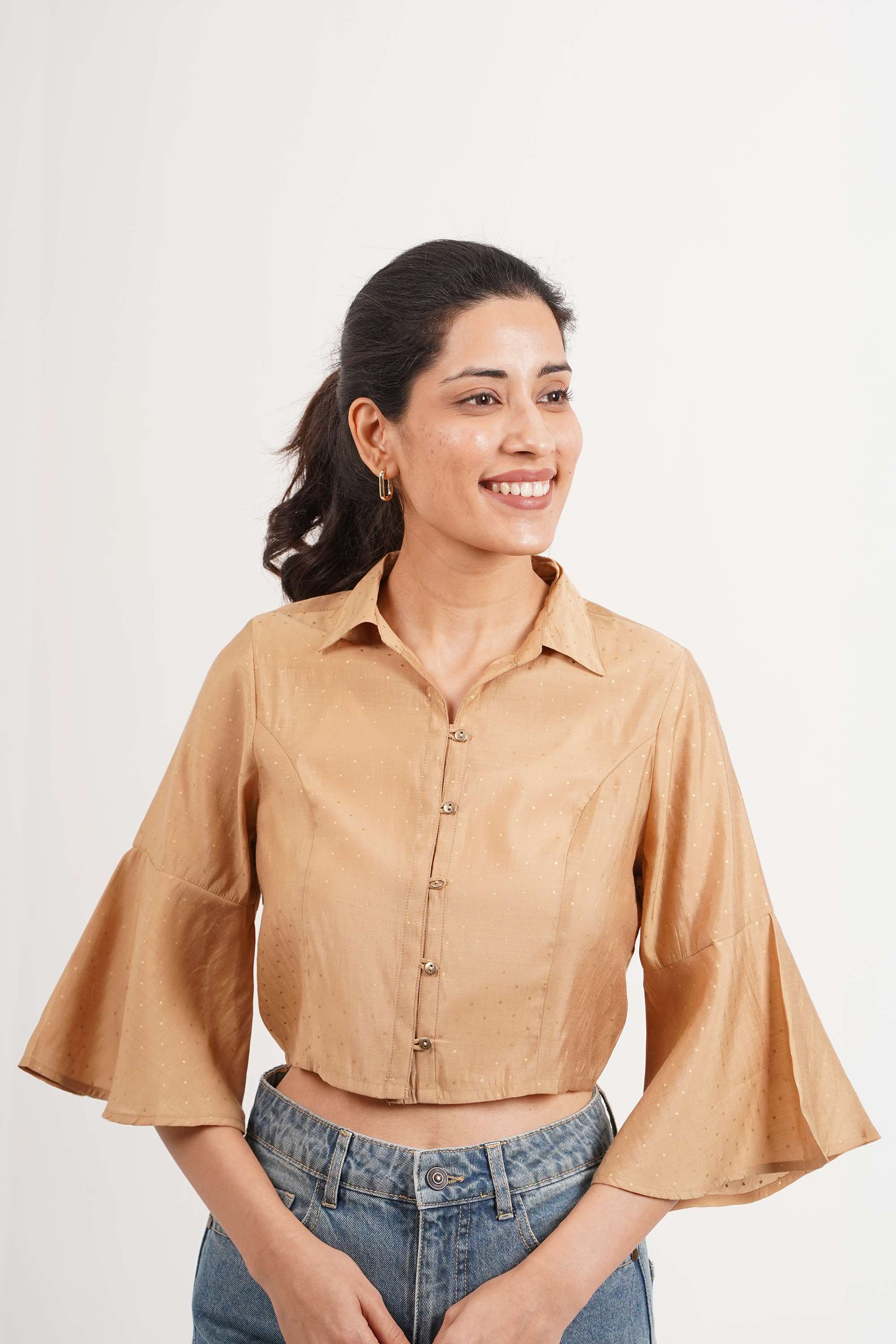 intune Solid Polyester Collared Women Shirt-picture-10