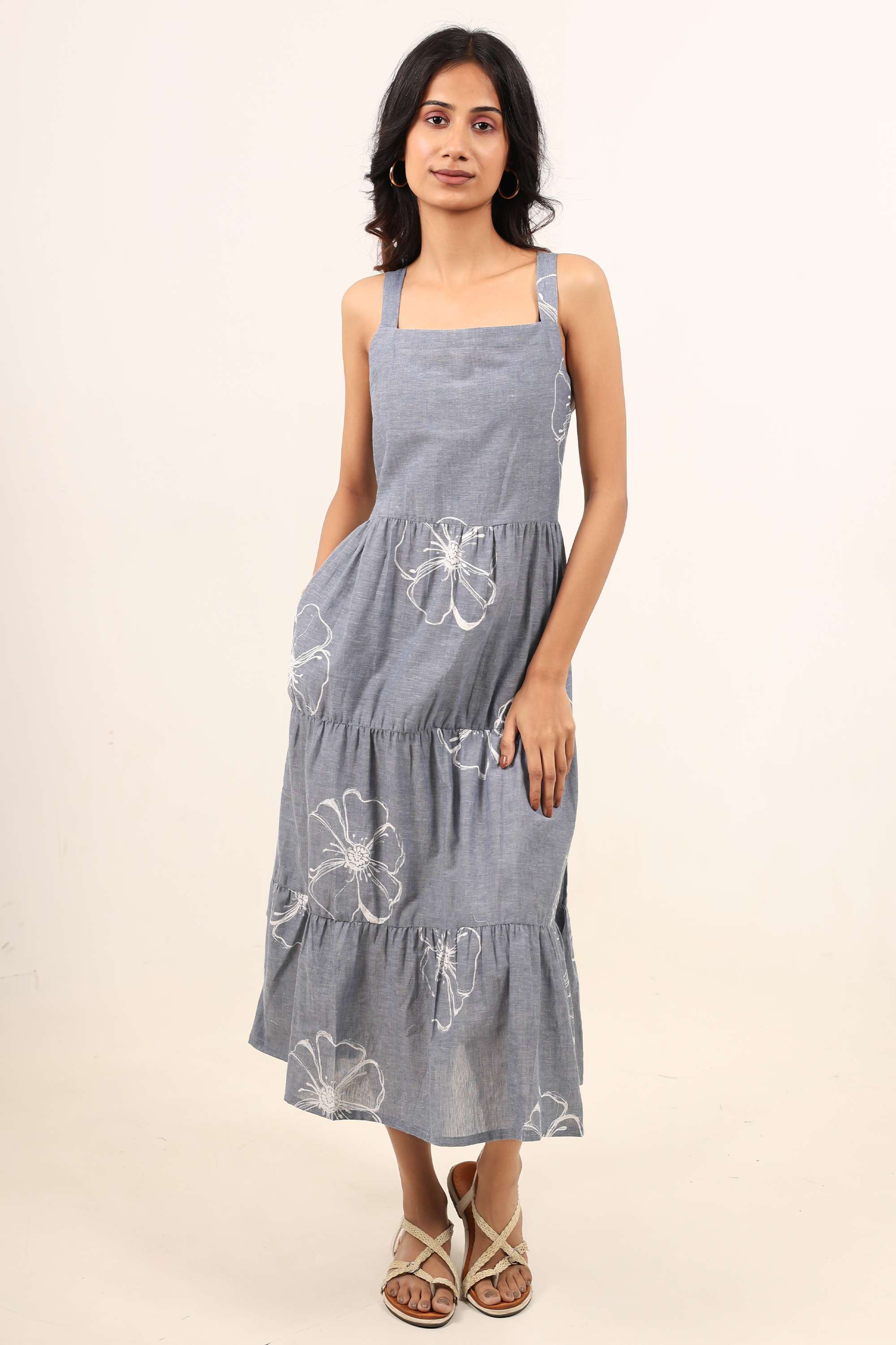 intune Printed Square Neck Chambray Women Dress-picture-37