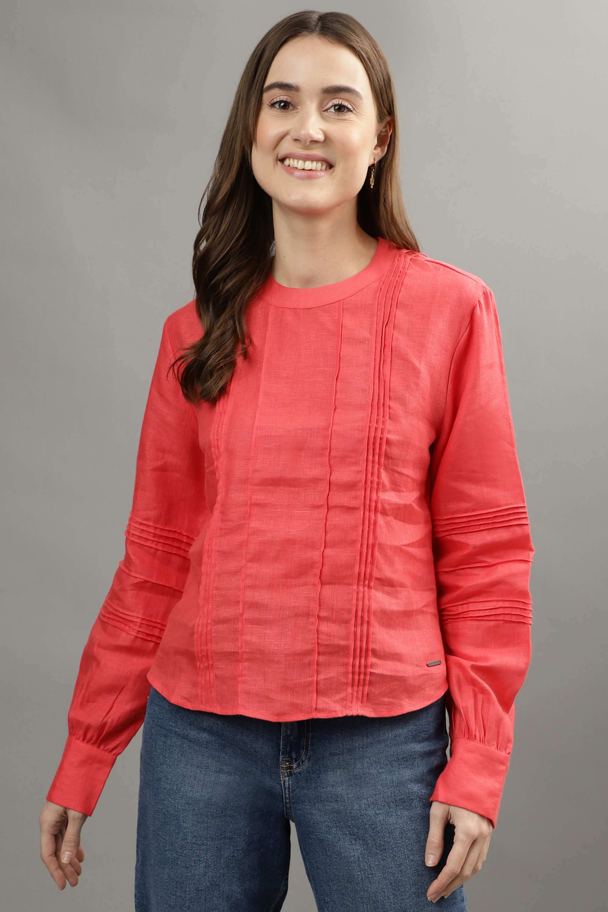 Solid-Acrylic-Collared-Women-s-Top