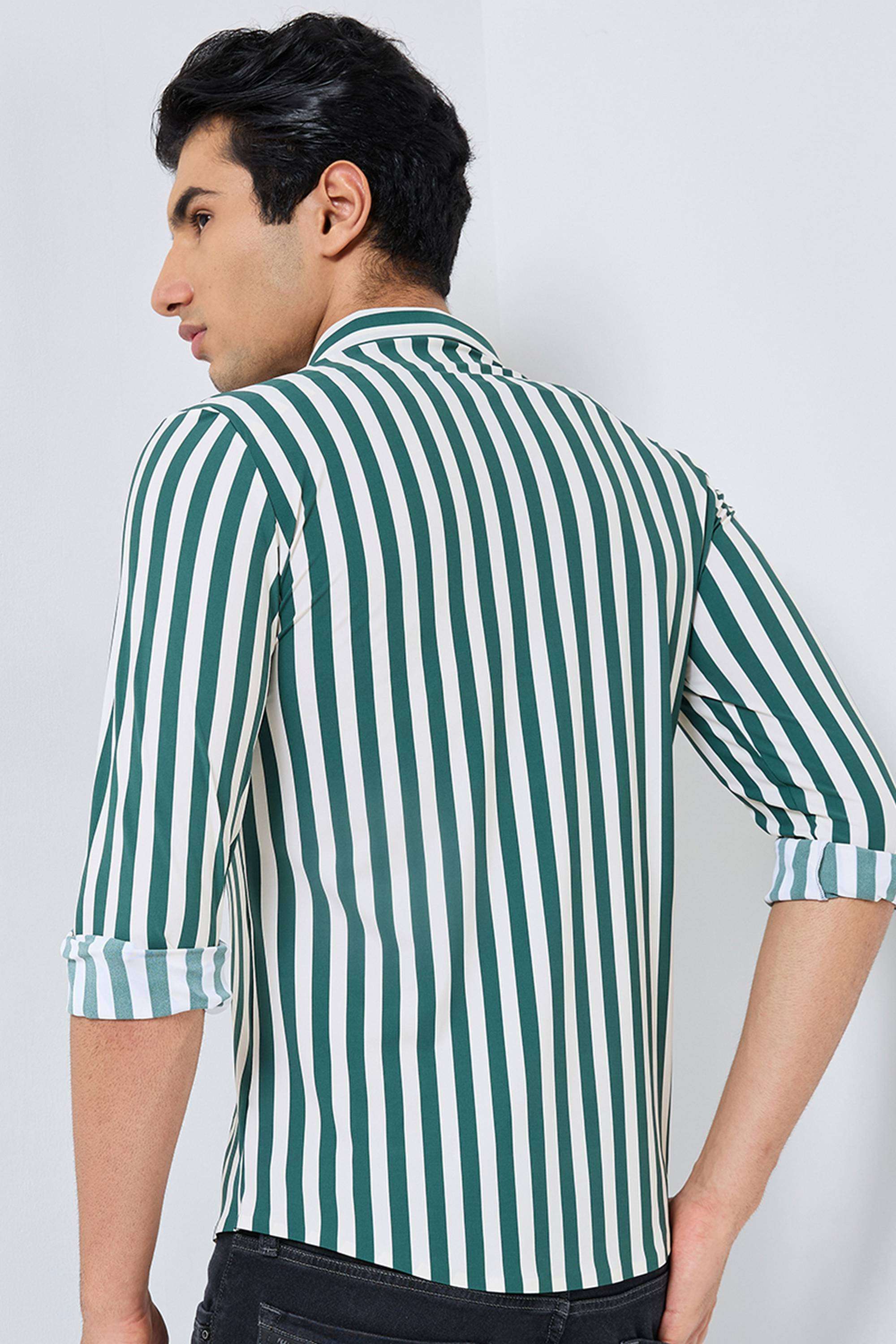 Stripes-Nylon-Regular-Fit-Men-s-Casual-Shirt