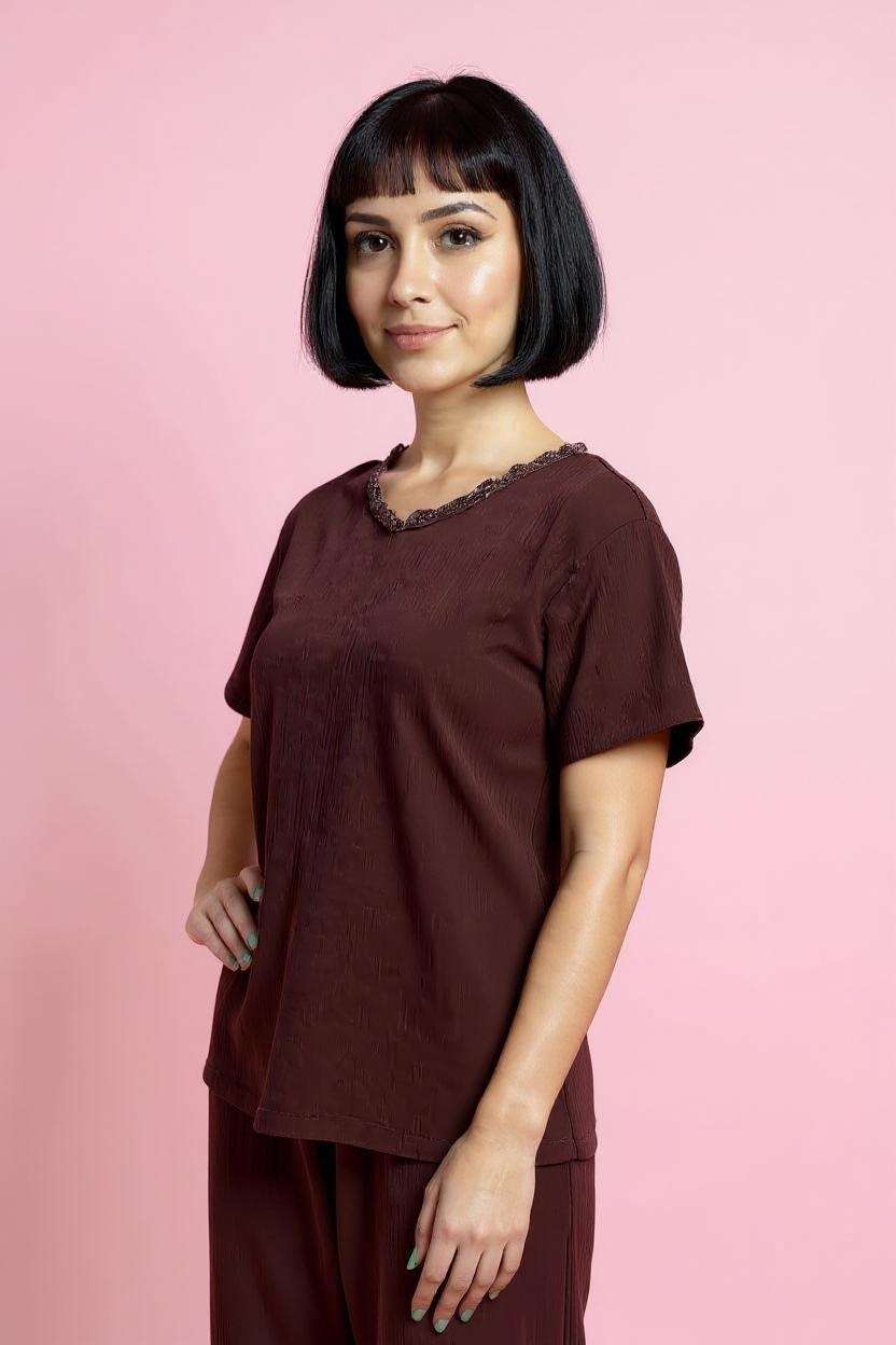 Printed-Polyester-Round-Neck-Women-Casual-Wear-T-Shirt