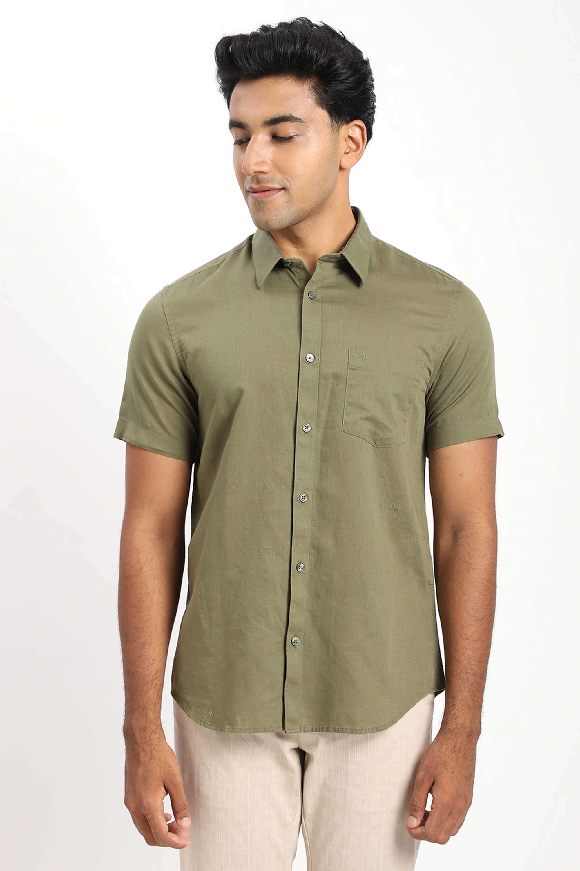 Solid-Cotton-Blend-Regular-Fit-Men-s-Casual-Shirt