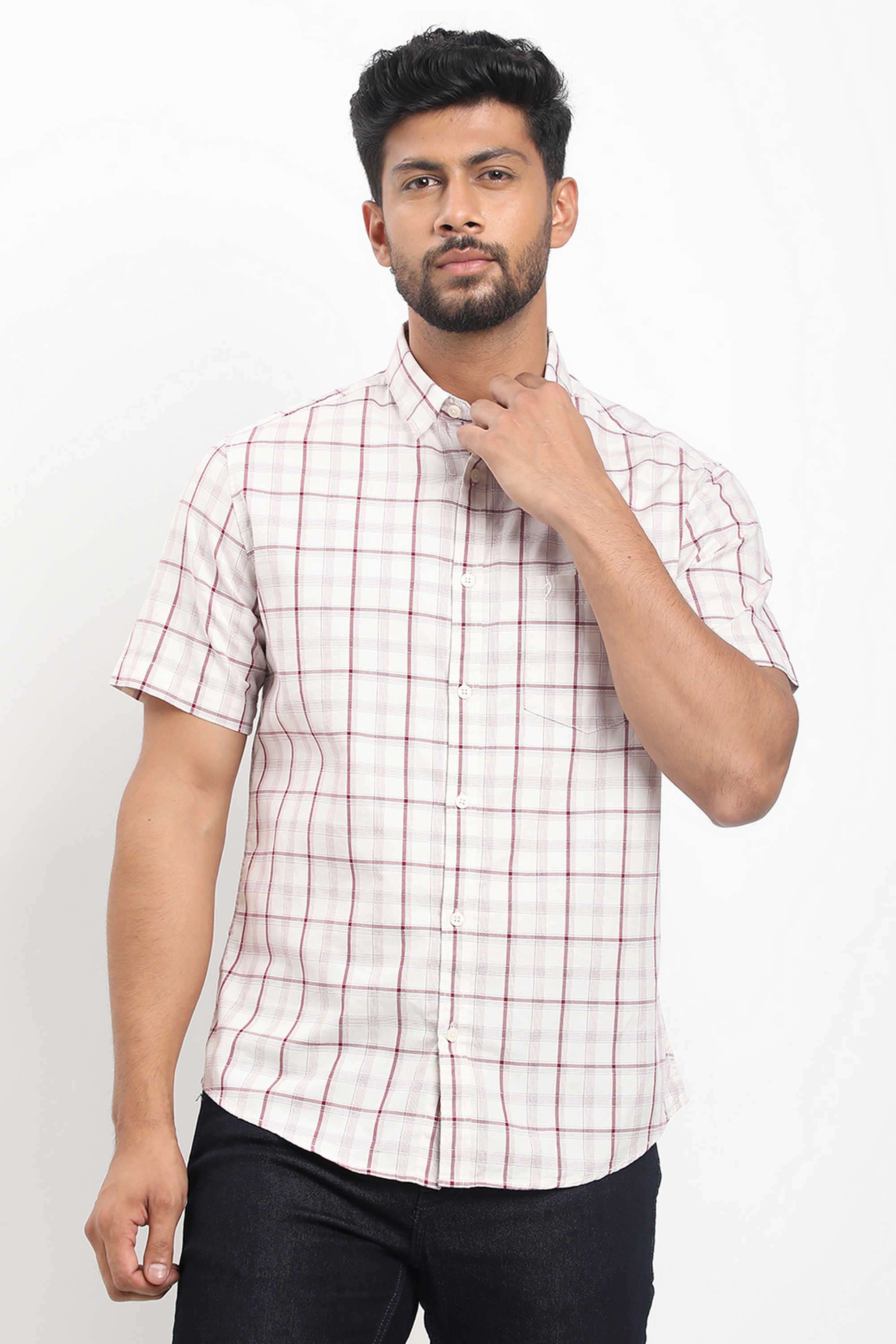 Checks-Cotton-Blend-Regular-Fit-Men-s-Casual-Shirt