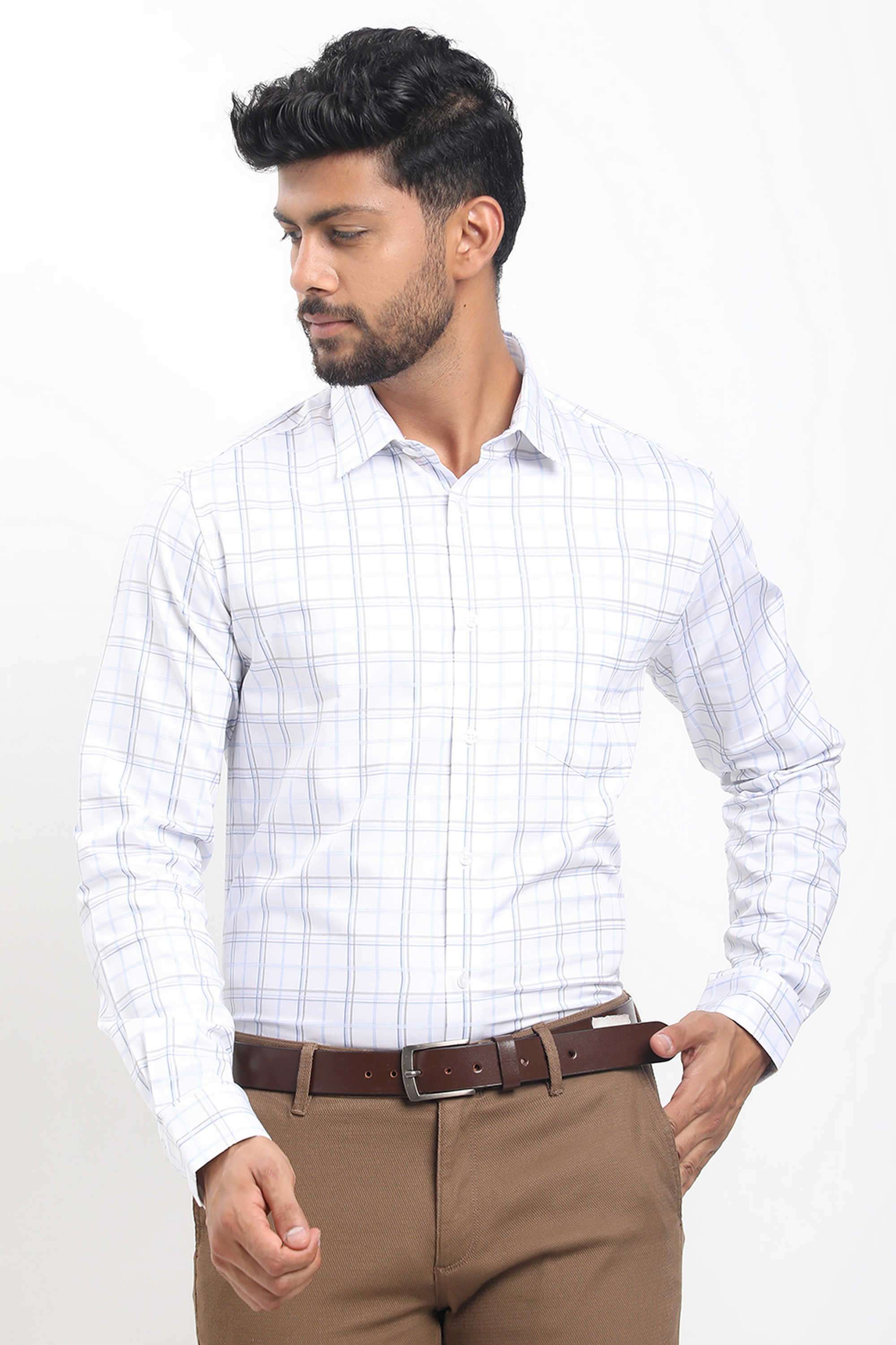 Checks-Blended-Fabric-Regular-Fit-Men-s-Casual-Shirt