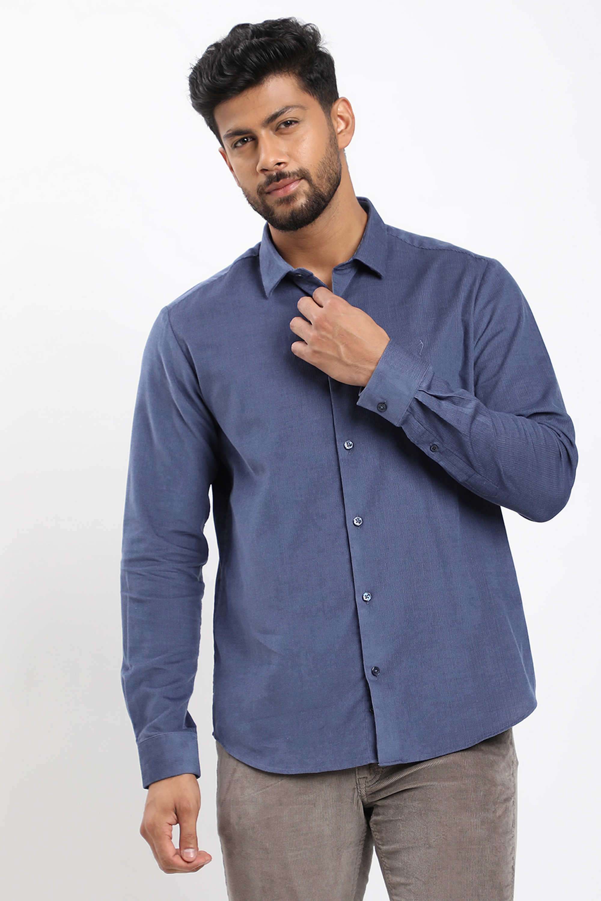 Solid-Polyester-Regular-Fit-Men-s-Casual-Shirt
