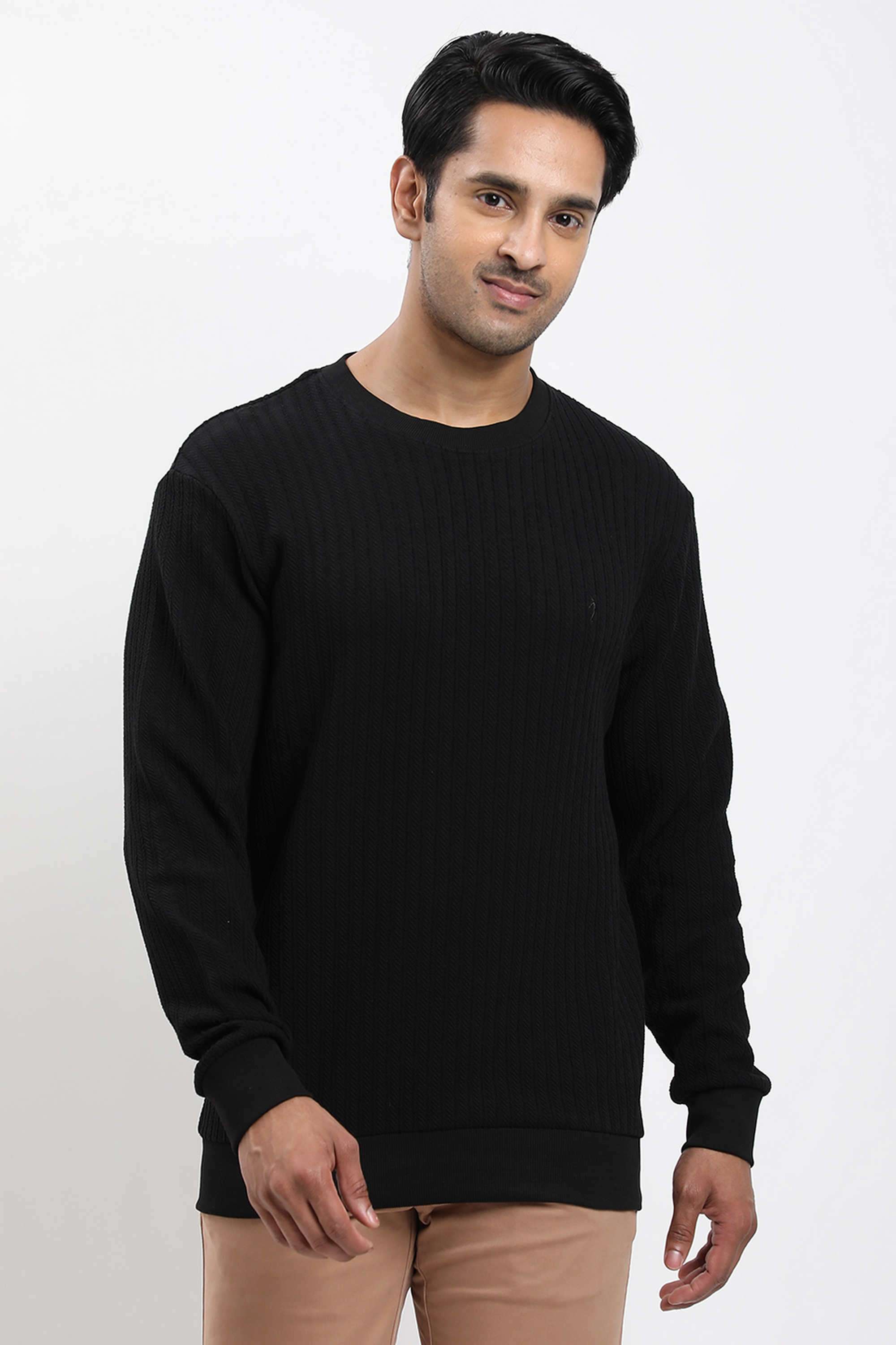 Solid-Cotton-Blend-Round-Neck-Men-s-Sweatshirt