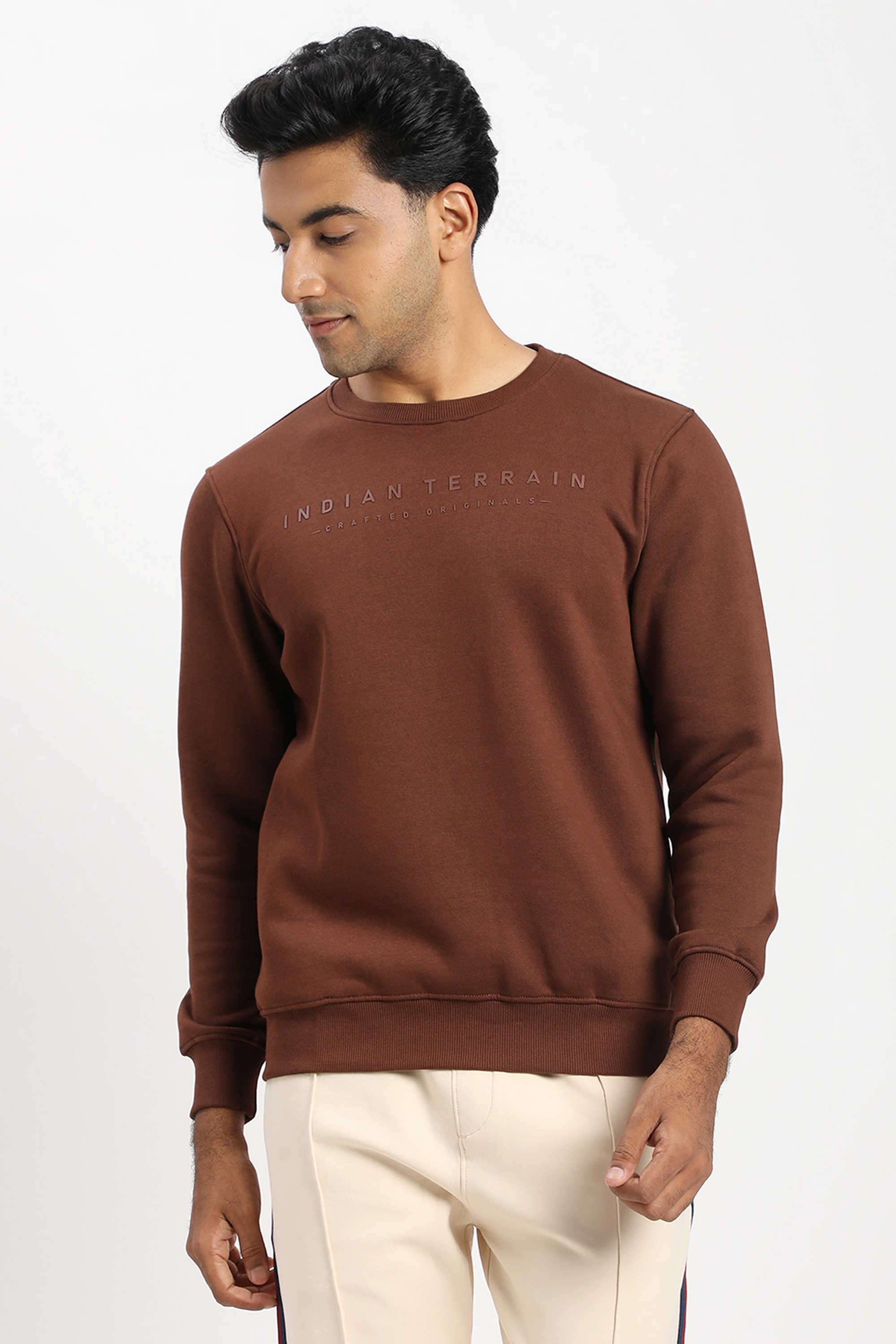 Solid-Cotton-Blend-Regular-Fit-Men-s-Sweatshirt
