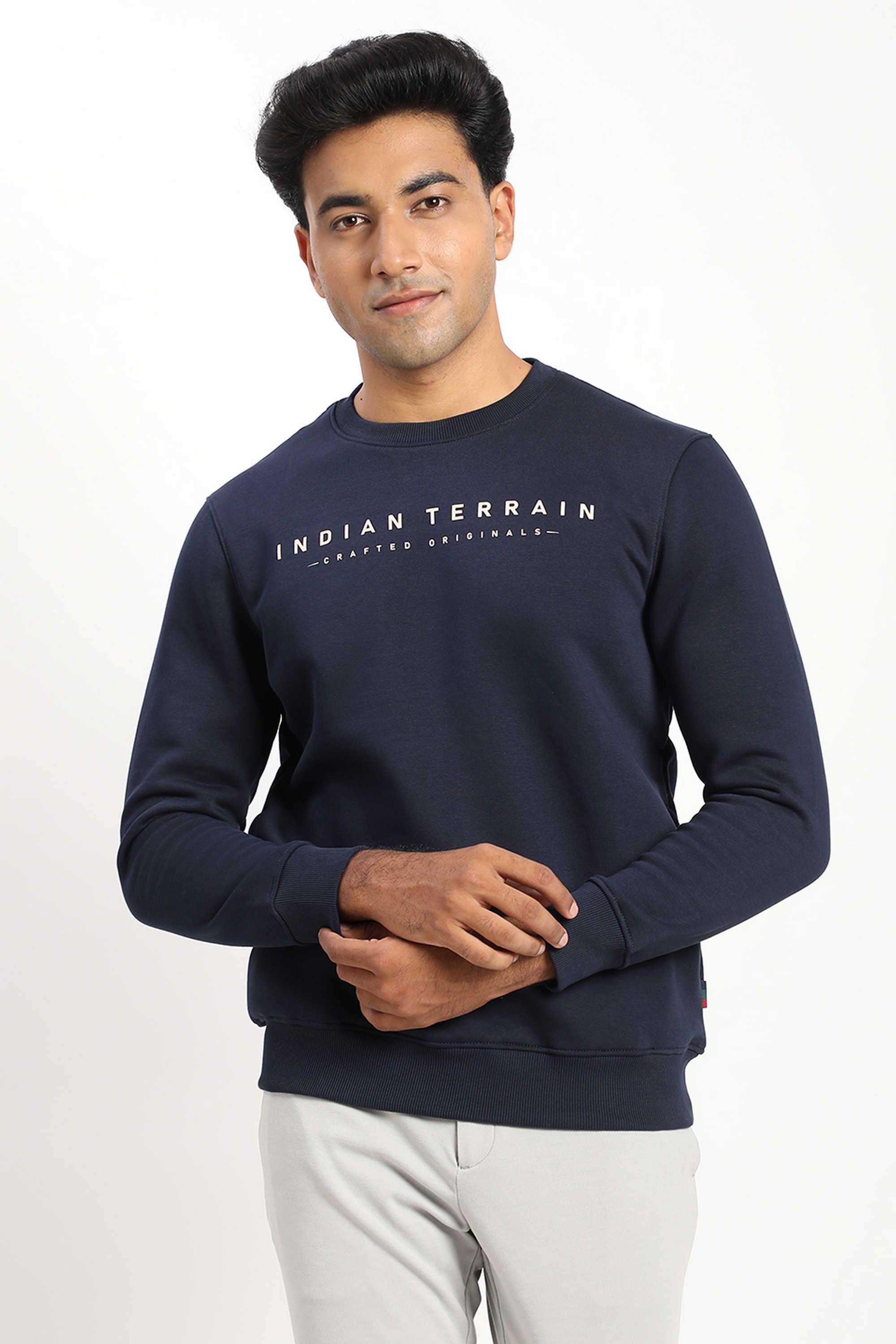 Solid-Cotton-Blend-Regular-Fit-Men-s-Sweatshirt