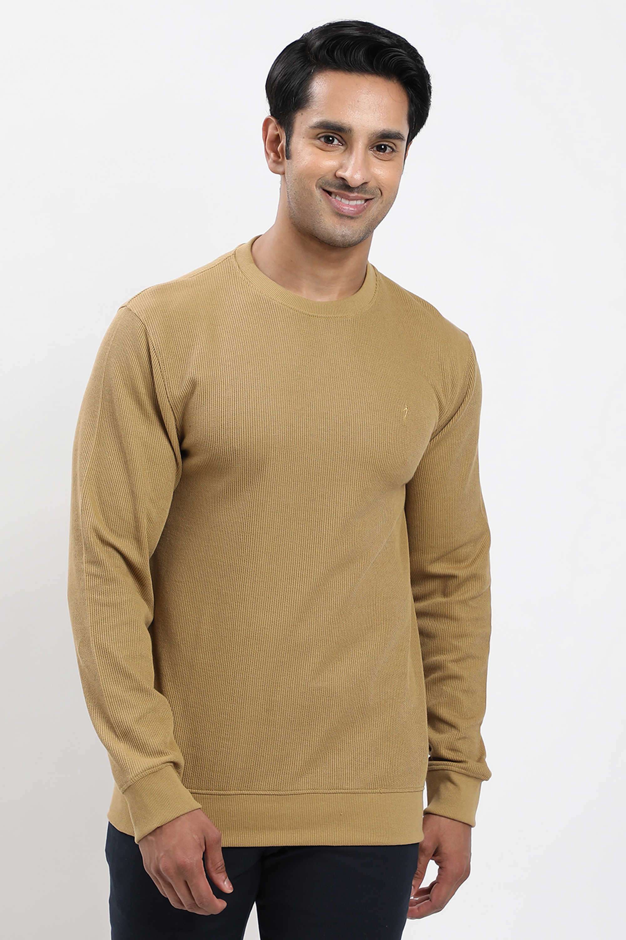 Textured-Cotton-Blend-Round-Neck-Men-s-Sweatshirt