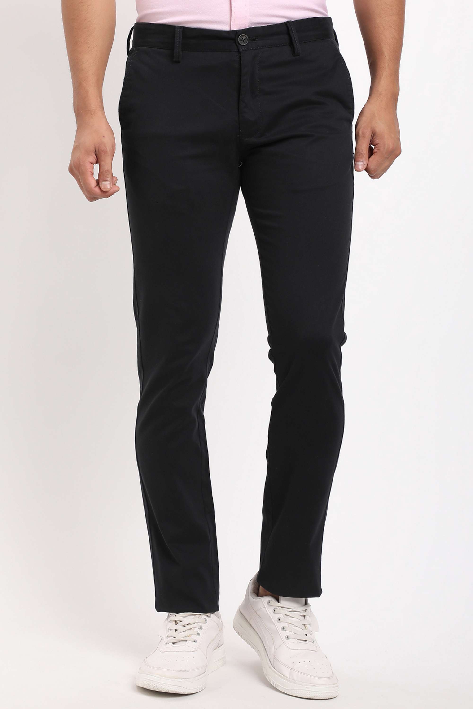 Solid-Cotton-Blend-Regular-Fit-Men-s-Casual-Wear-Trousers