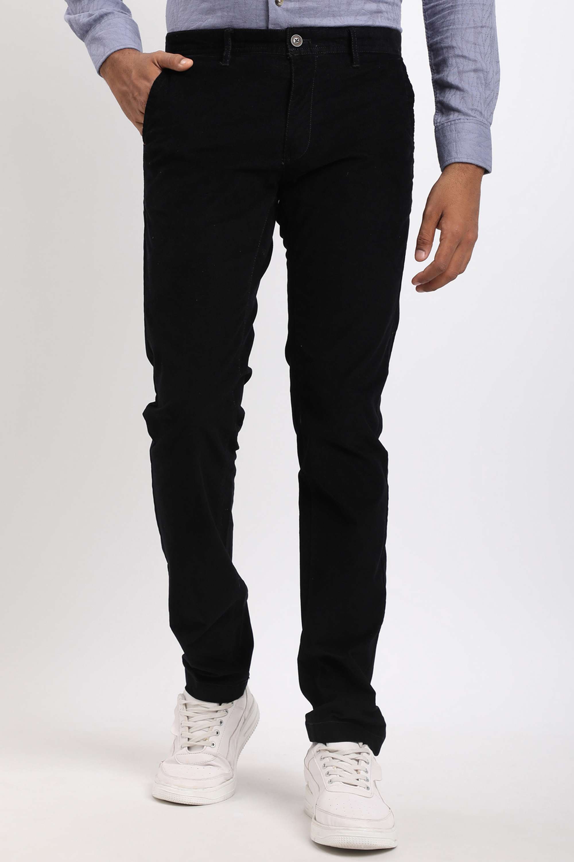 Solid-Cotton-Blend-Regular-Fit-Men-s-Casual-Wear-Trousers