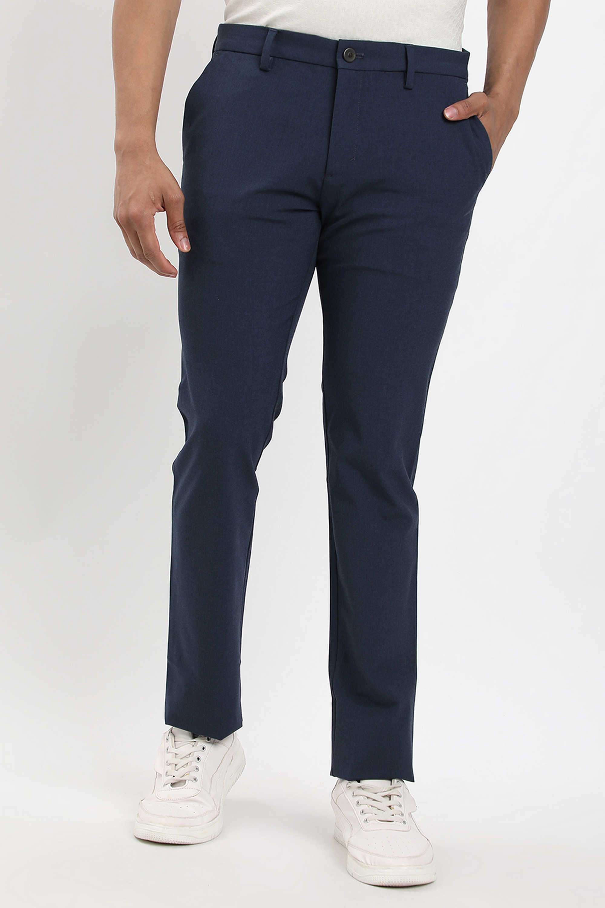 Solid-Blended-Fabric-Regular-Fit-Men-s-Casual-Trousers