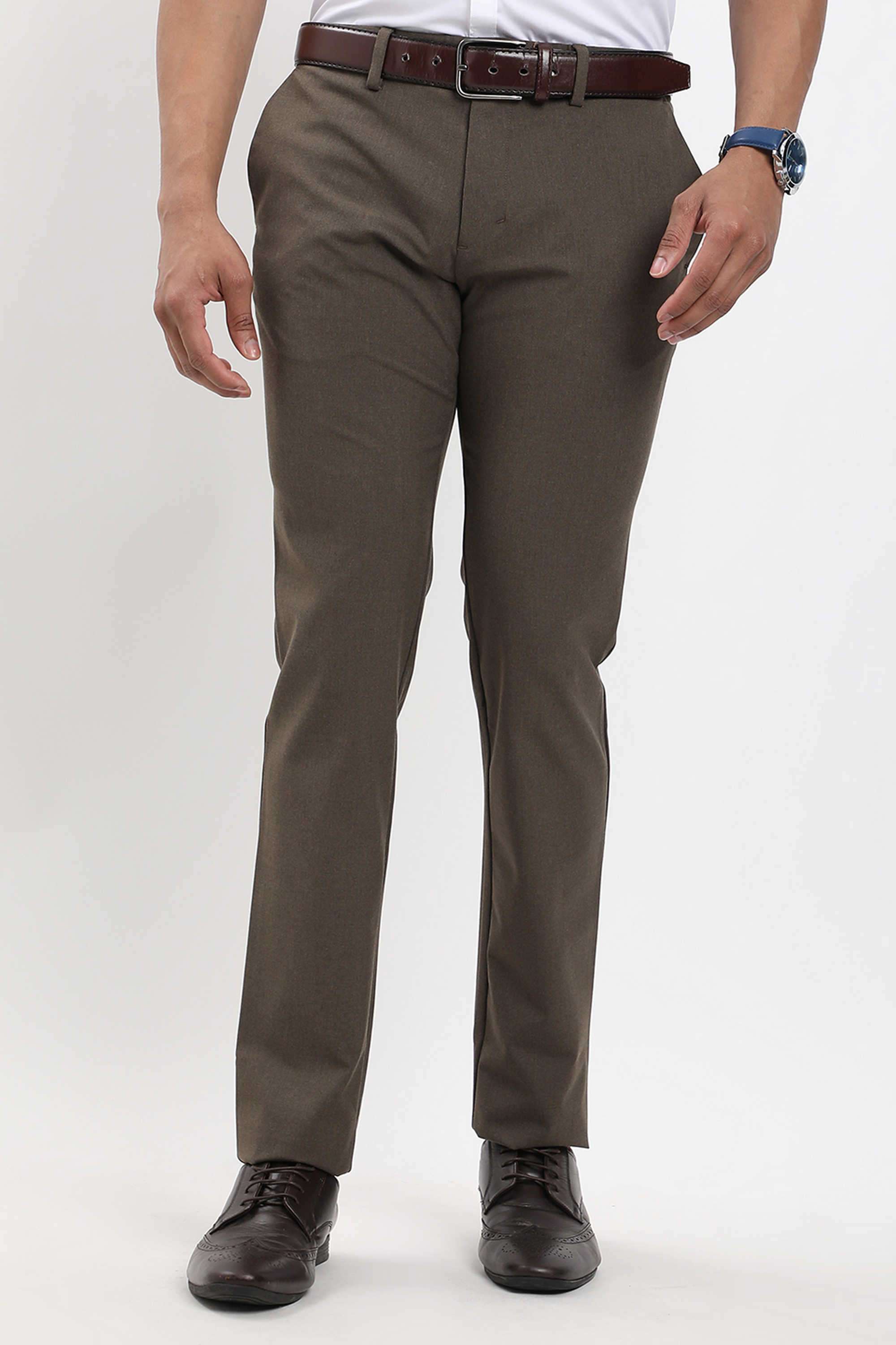 Solid-Blended-Fabric-Regular-Fit-Men-s-Casual-Trousers