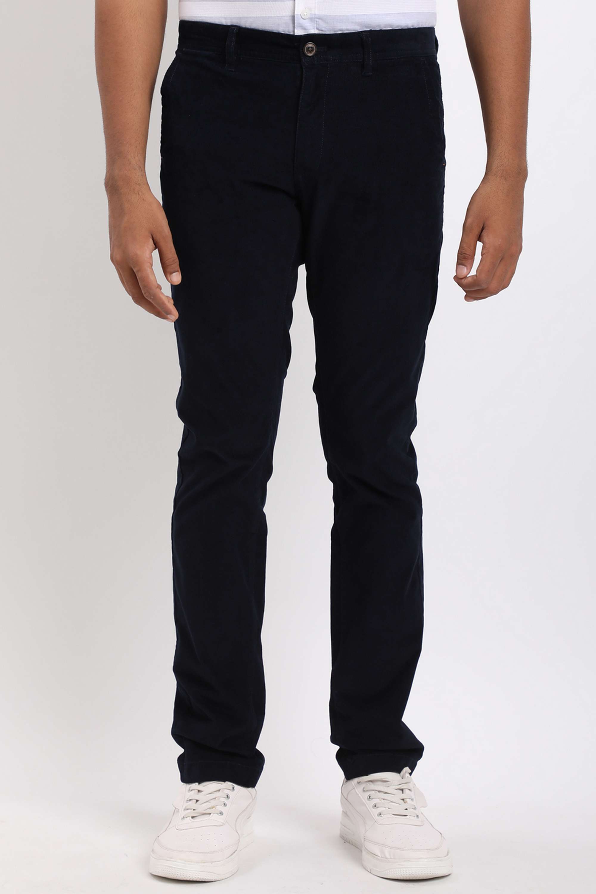Solid-Cotton-Blend-Regular-Fit-Men-s-Casual-Wear-Trousers