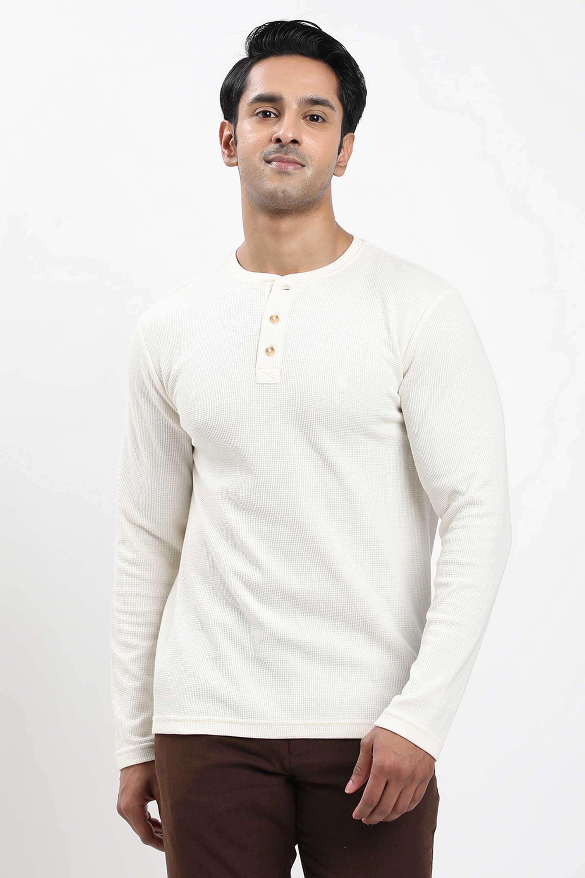Solid-Cotton-Blend-Henley-Men-s-T-Shirt