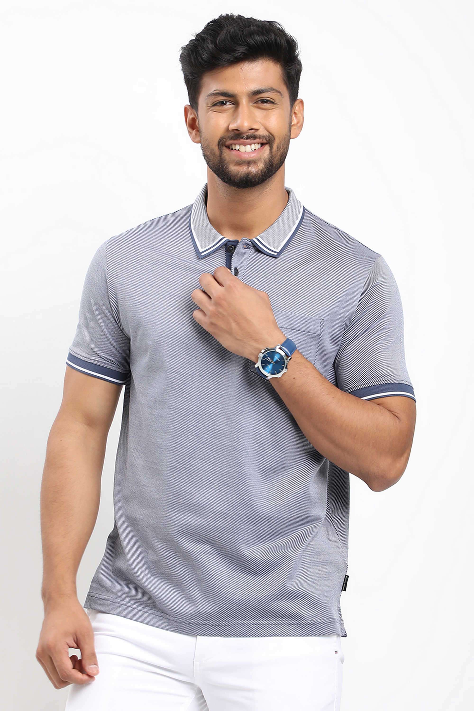 Solid-Cotton-Blend-Polo-Men-s-T-Shirt