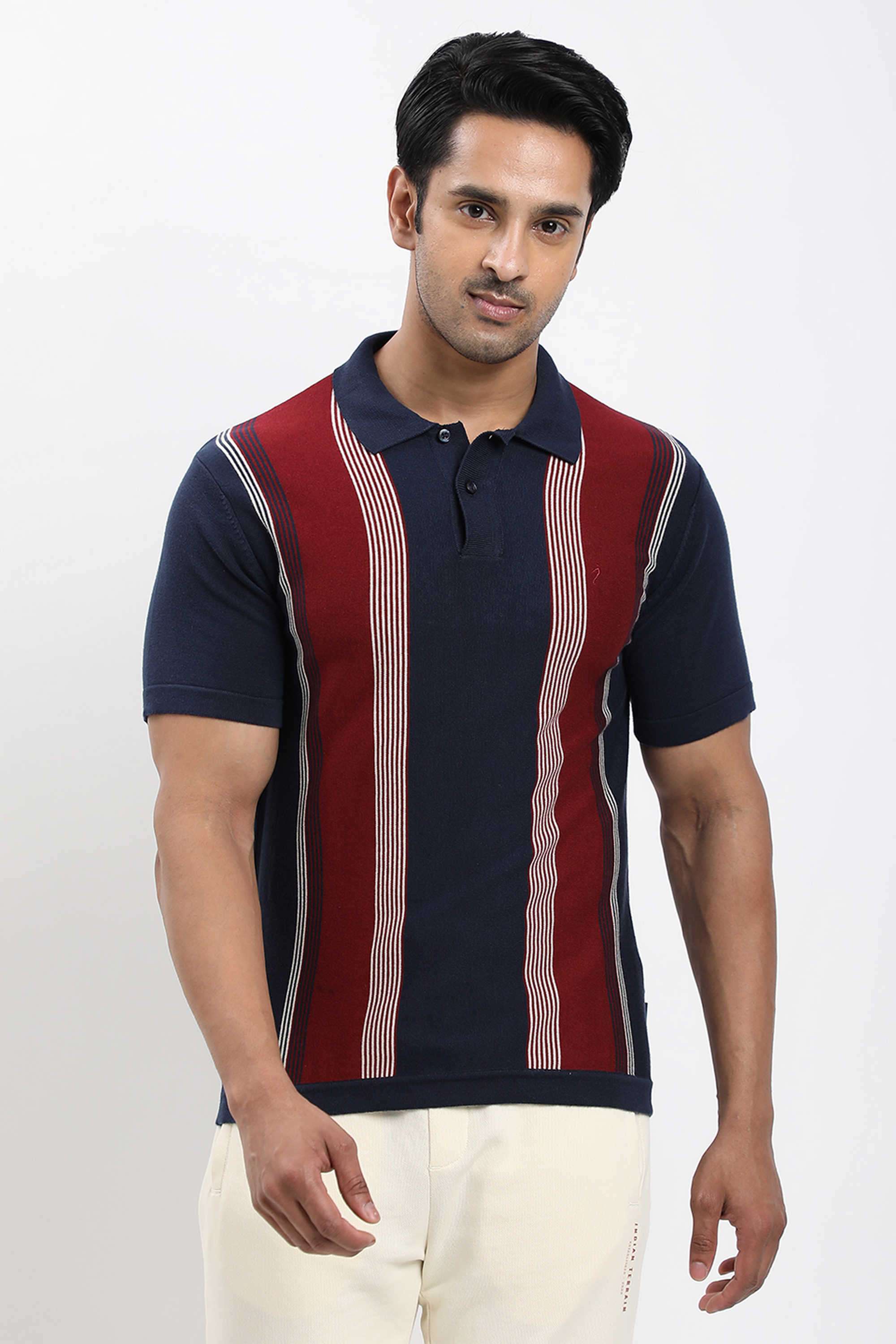 Stripes-Cotton-Blend-Polo-Men-s-T-Shirt