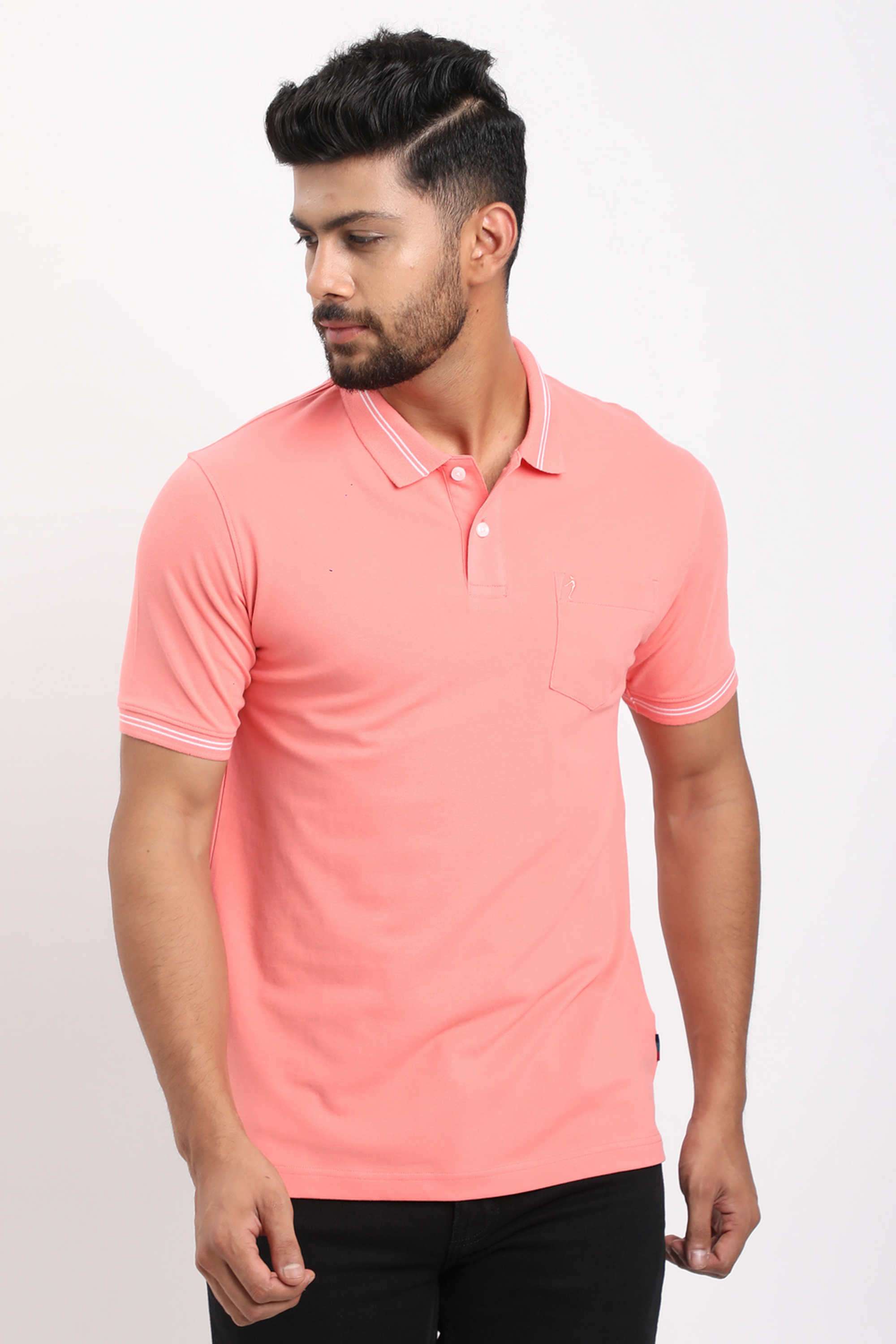 Solid-Cotton-Blend-Polo-Men-s-T-Shirt