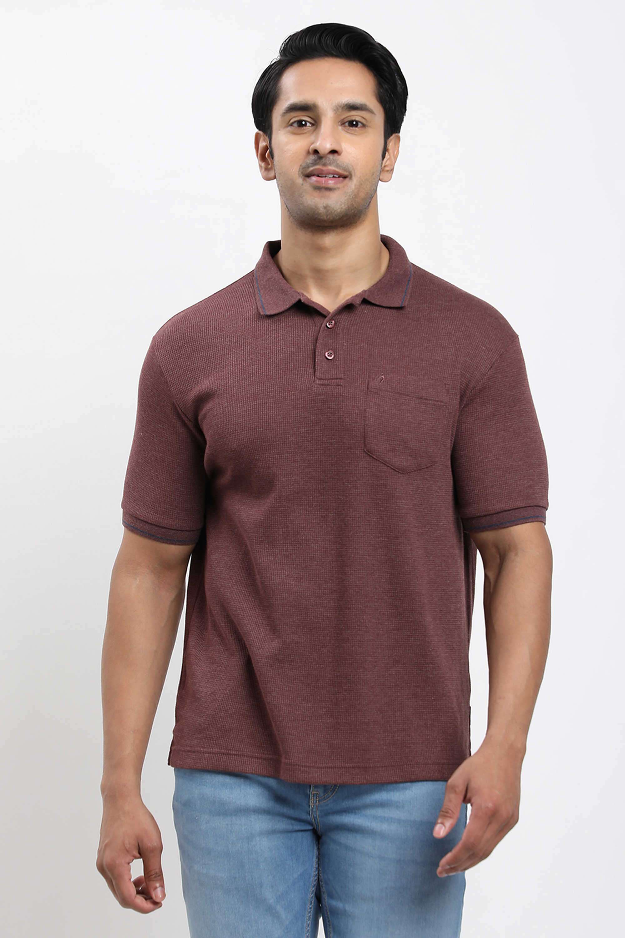 Solid-Cotton-Blend-Polo-Men-s-T-Shirt