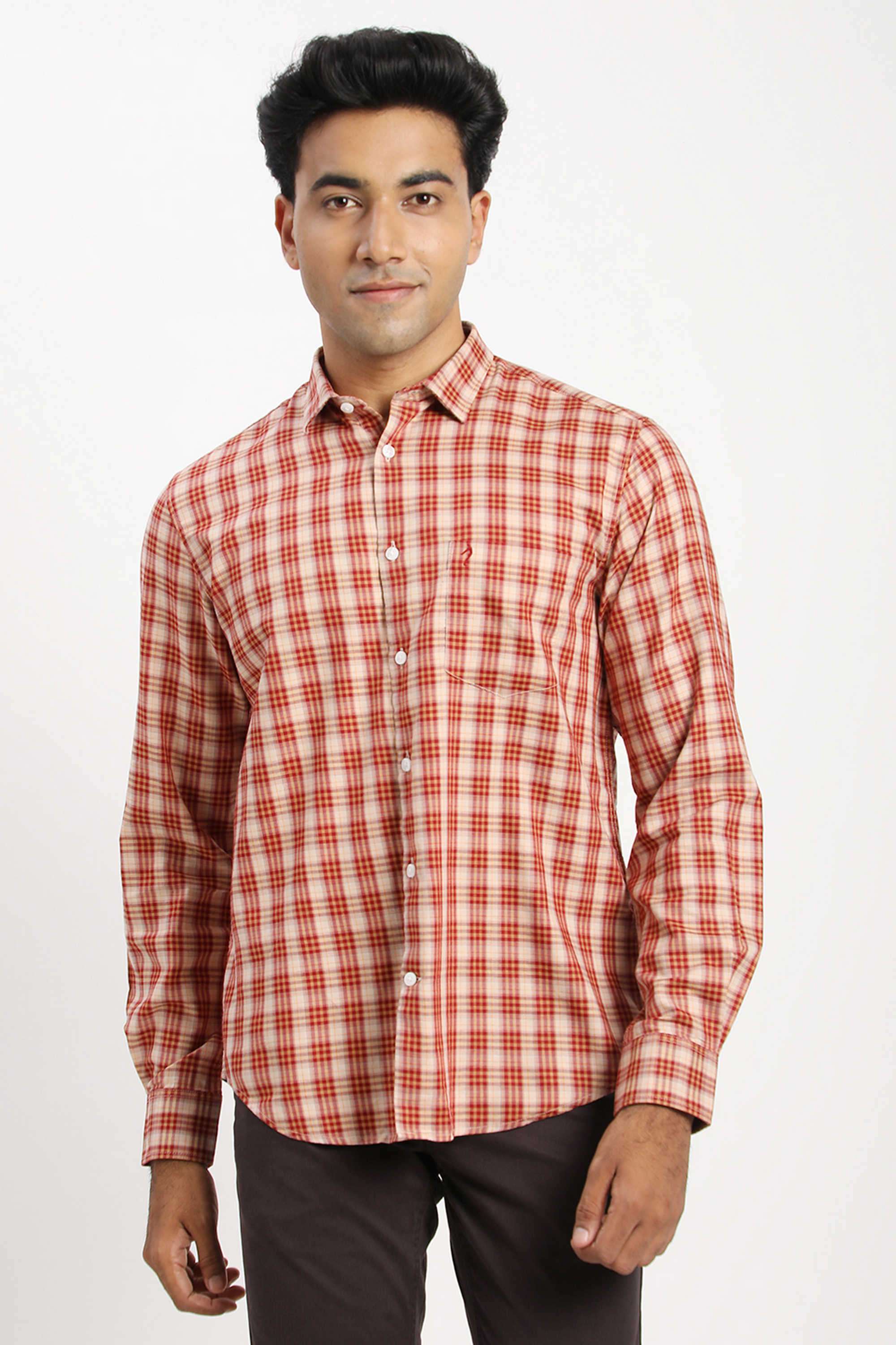 Checks-Cotton-Blend-Slim-Fit-Men-s-Casual-Shirt