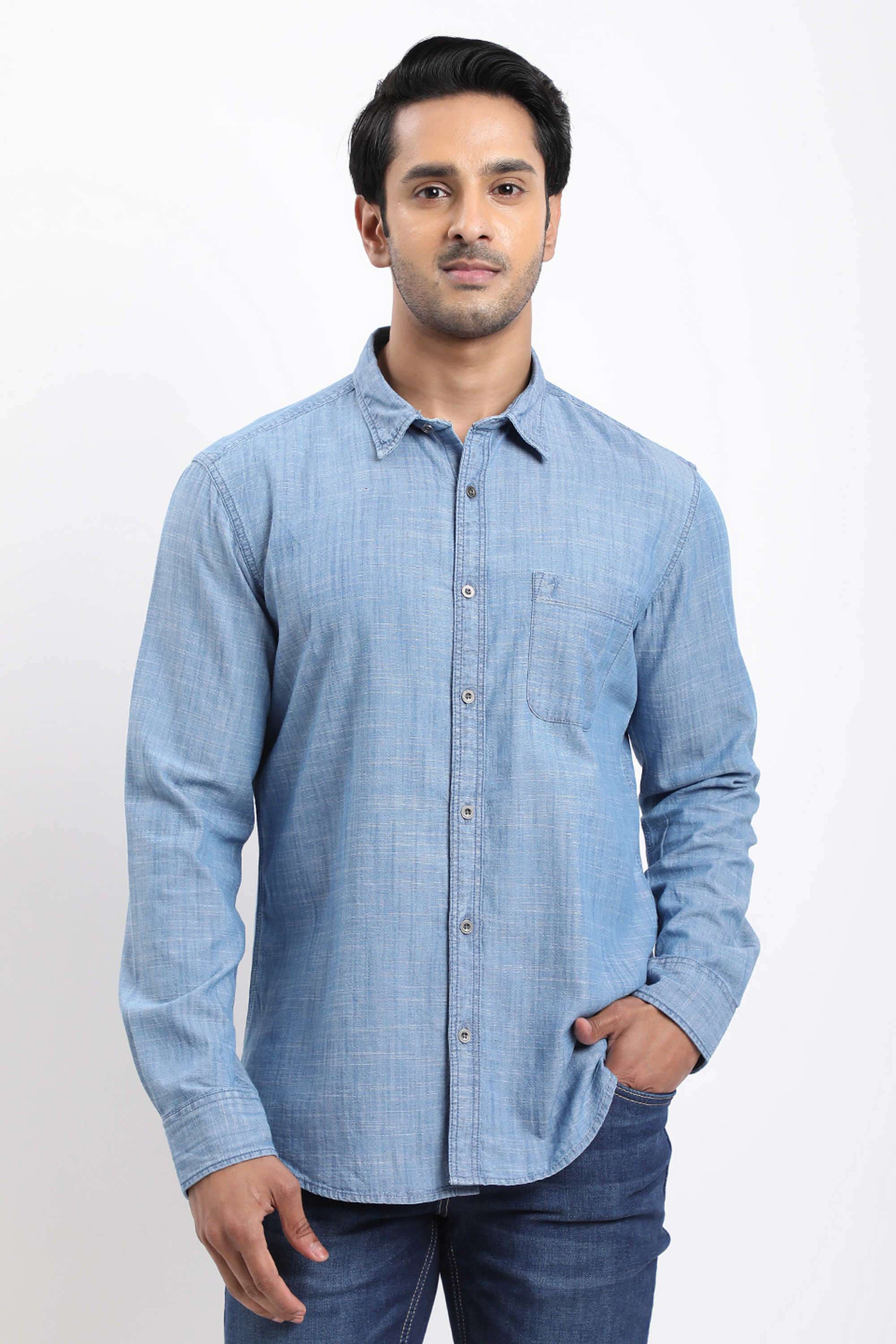 Solid-Cotton-Regular-Fit-Men-s-Casual-Shirt