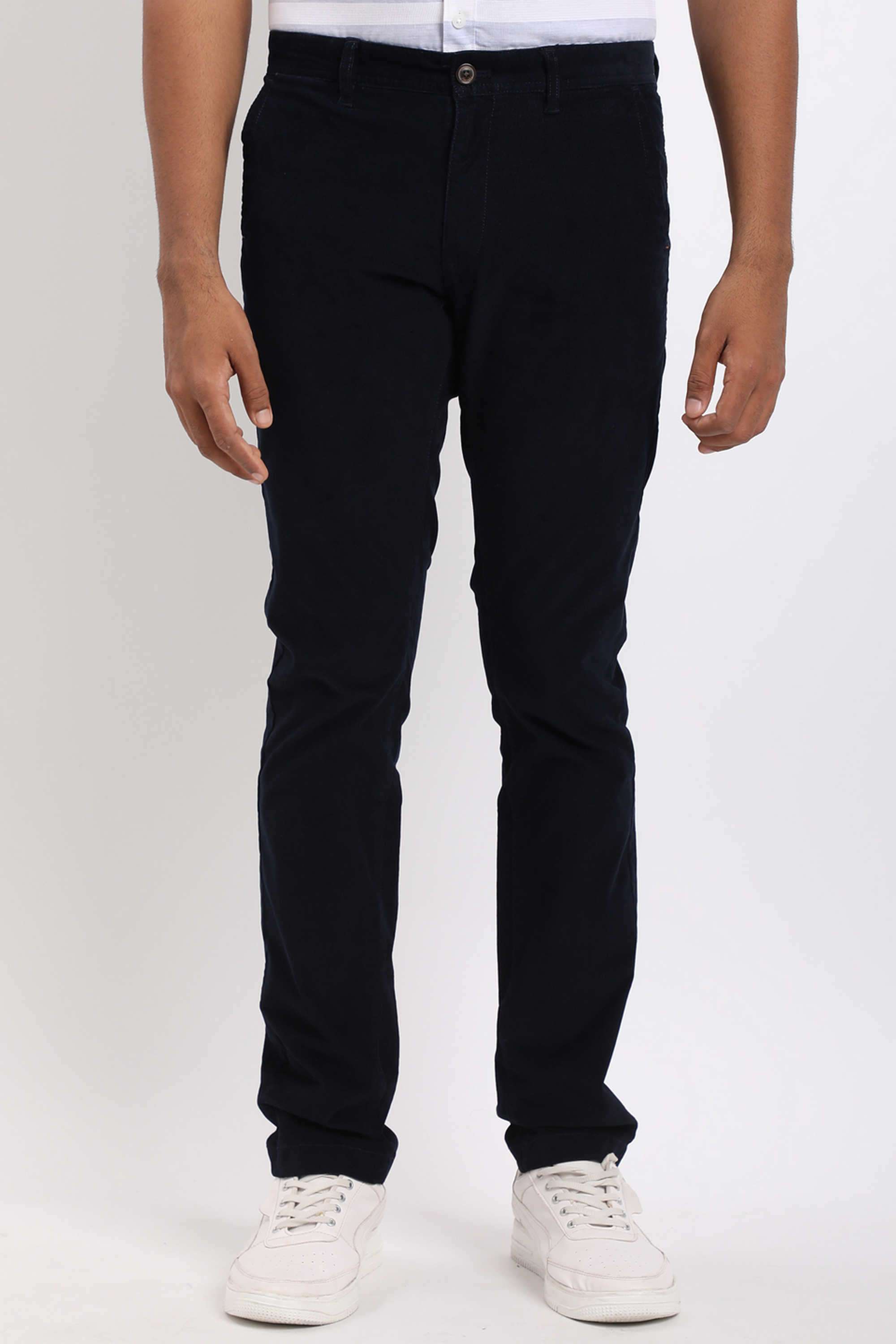 Solid-Cotton-Blend-Straight-Fit-Men-s-Casual-Trousers