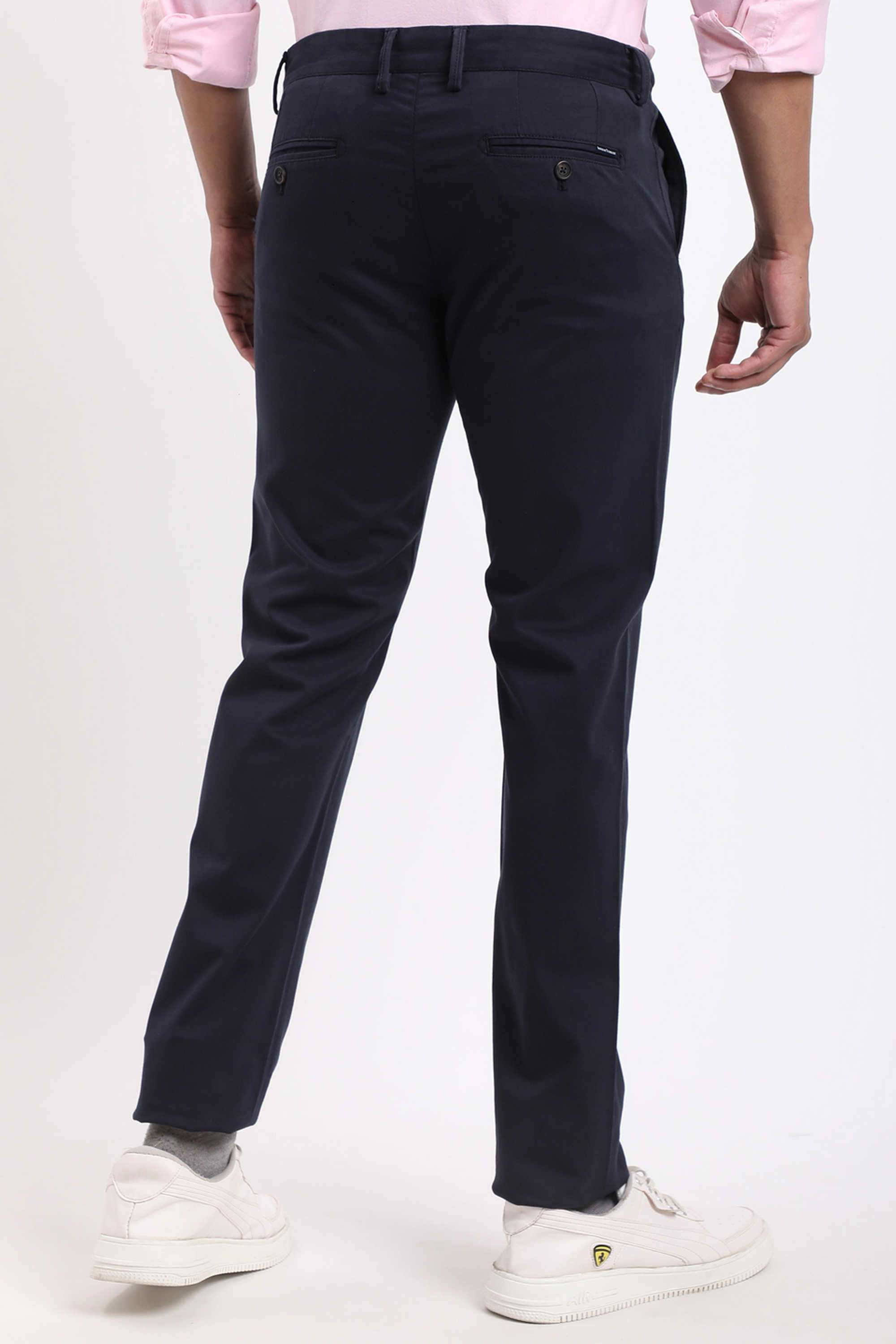 Solid-Cotton-Blend-Regular-Fit-Men-s-Casual-Trousers