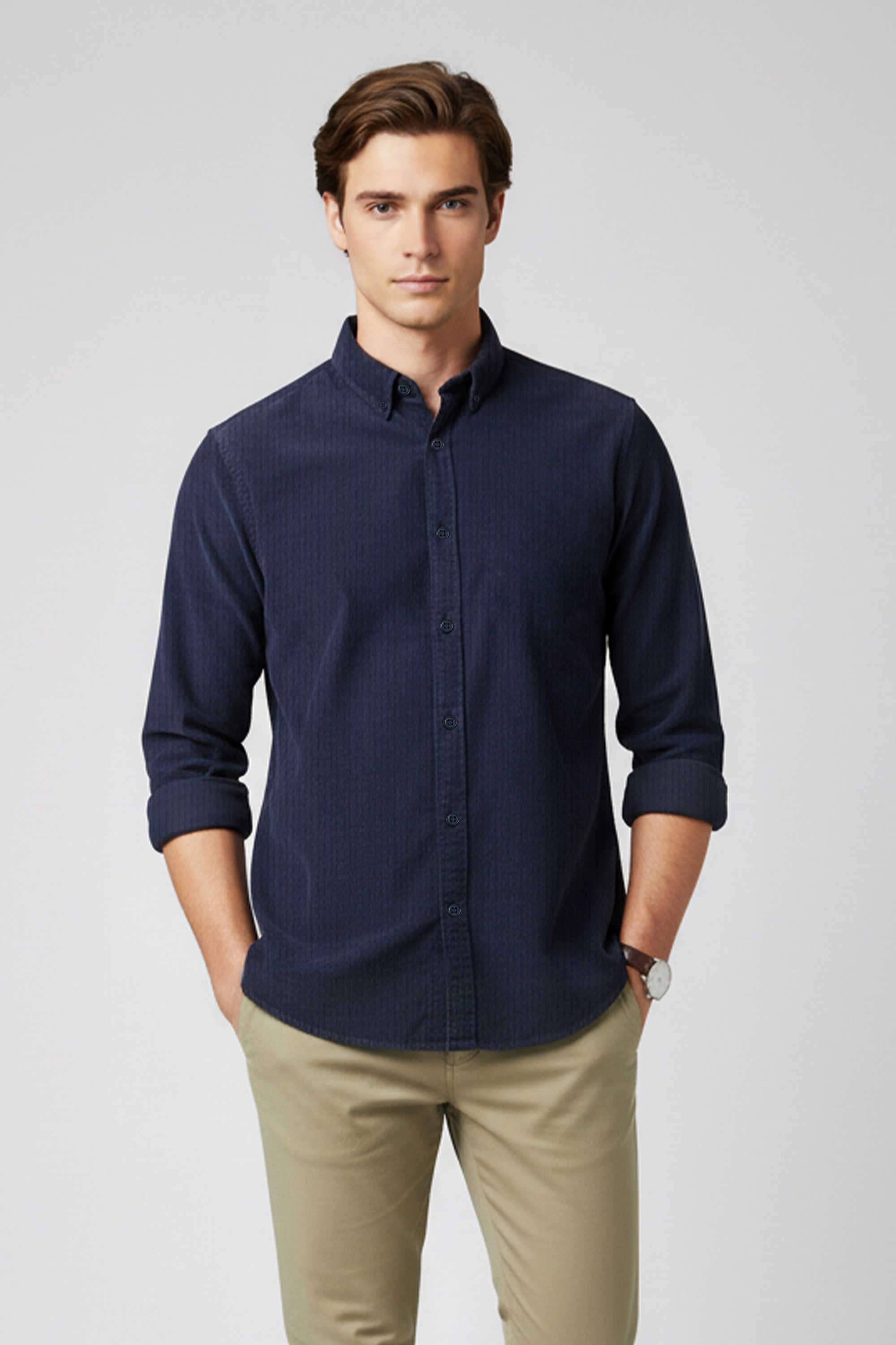 Solid-Cotton-Regular-Fit-Men-s-Casual-Shirt