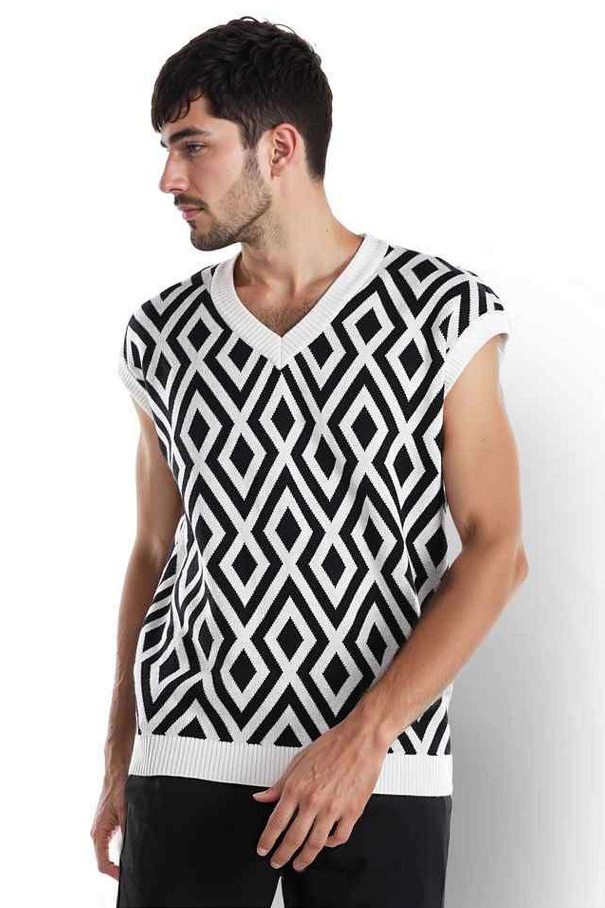 Solid-Cotton-V-Neck-Men-s-Pullover