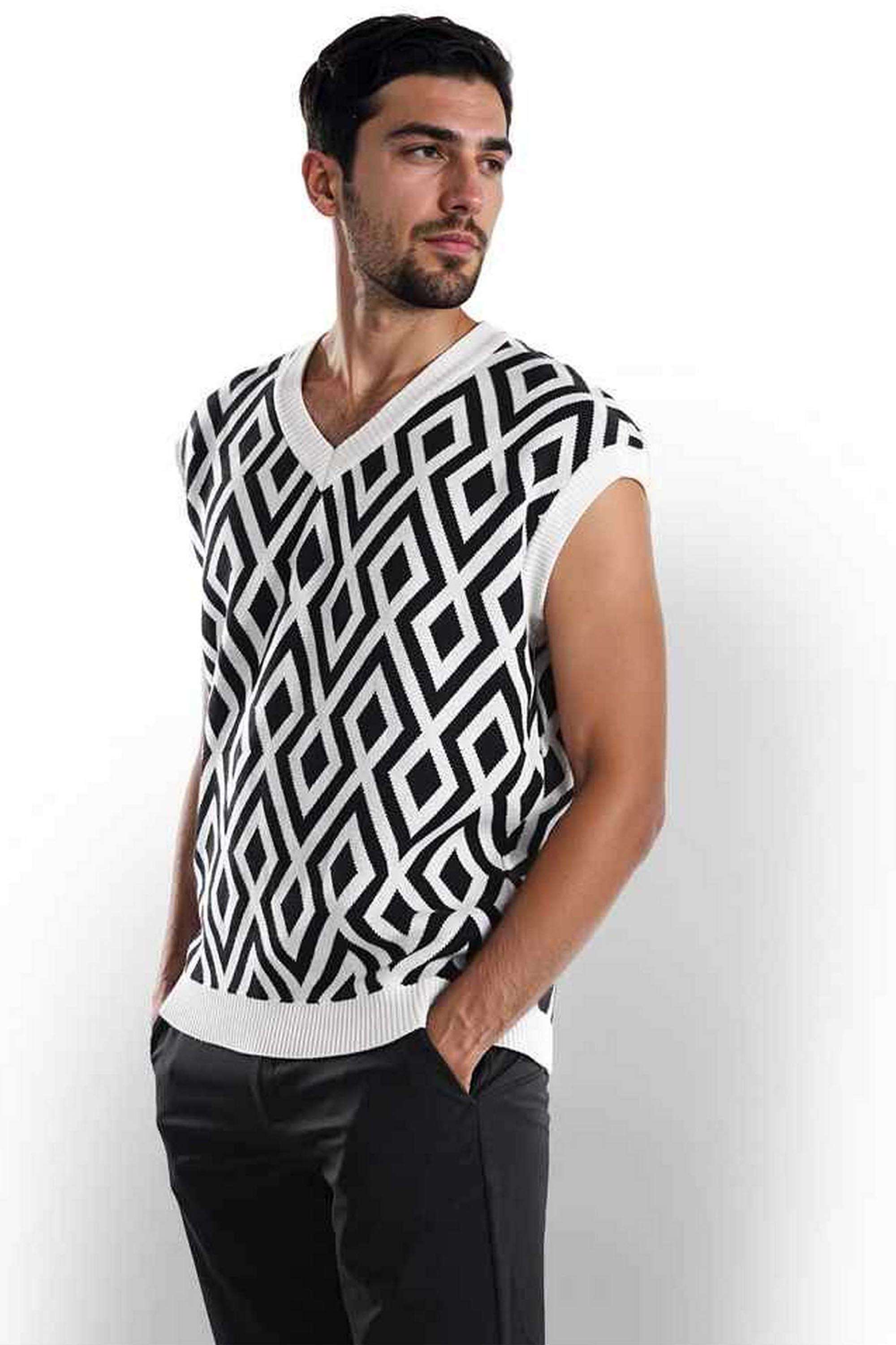 Solid-Cotton-V-Neck-Men-s-Pullover
