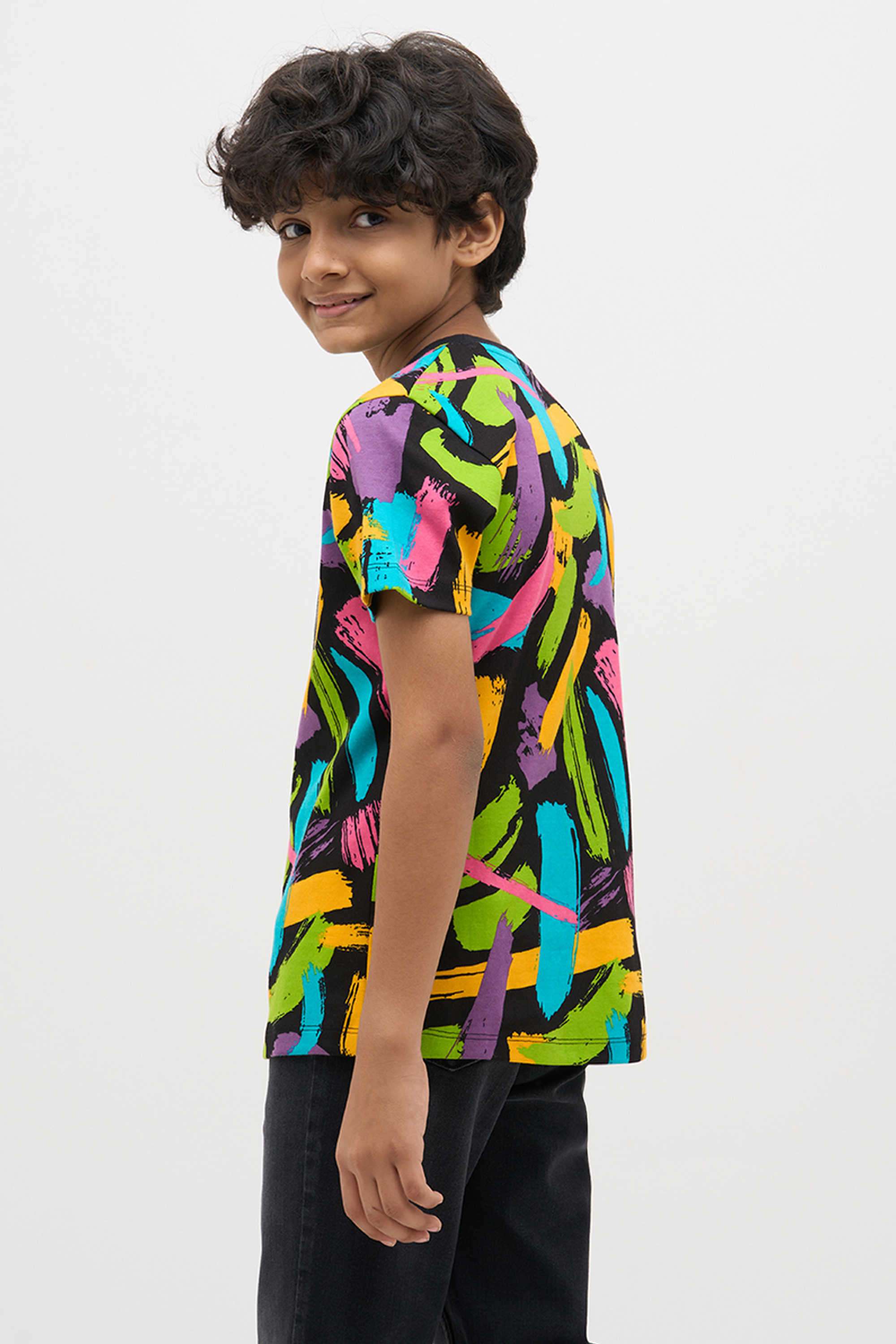 Textured-Cotton-Round-Neck-Boys-T-Shirt