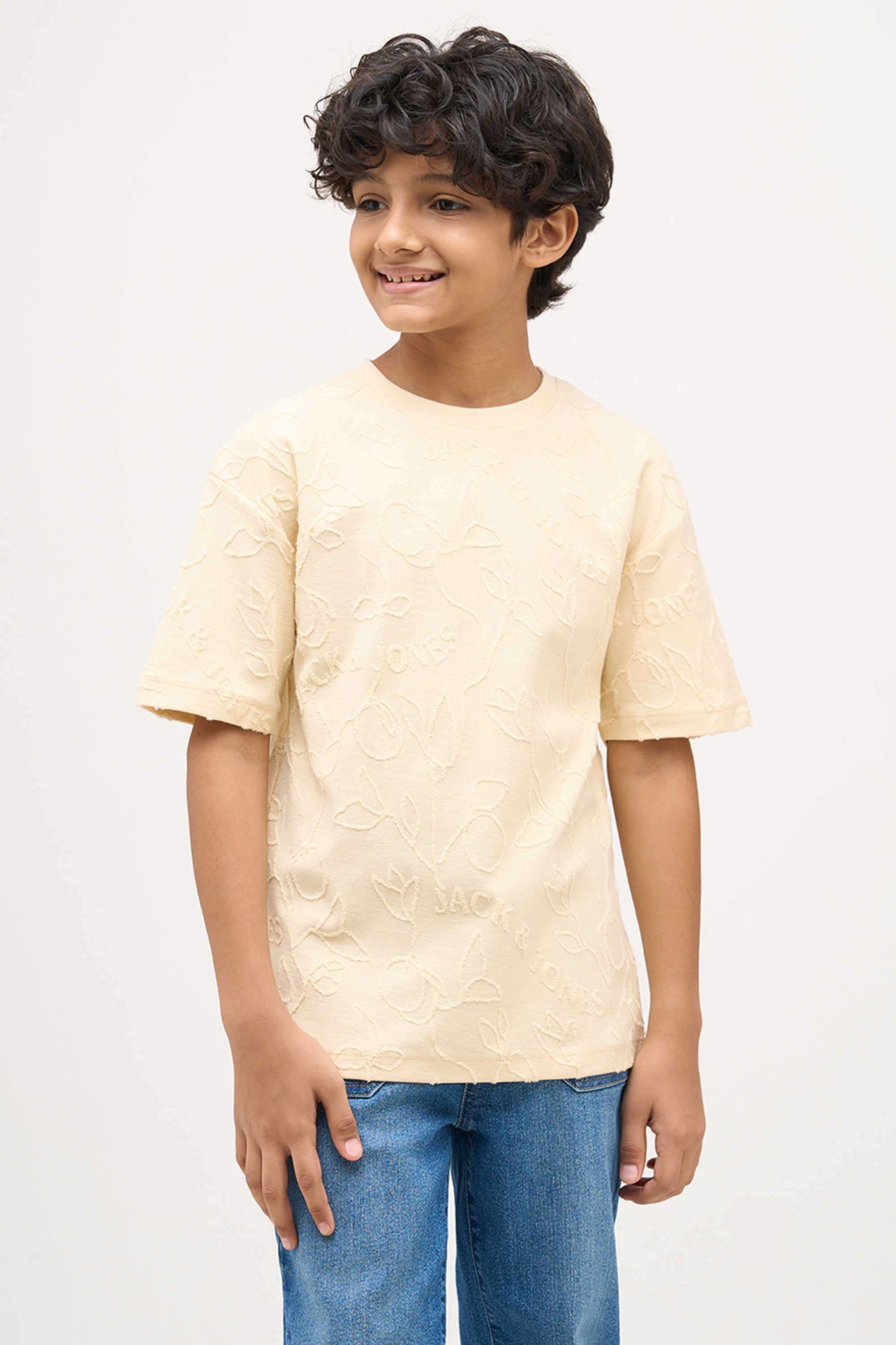 Textured-Cotton-Round-Neck-Boys-T-Shirt