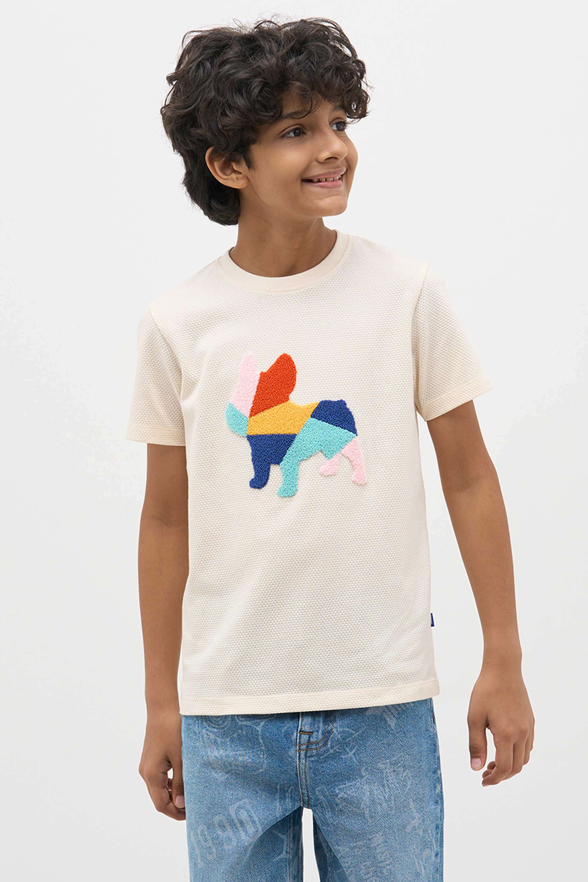 Textured-Cotton-Round-Neck-Boys-T-Shirt