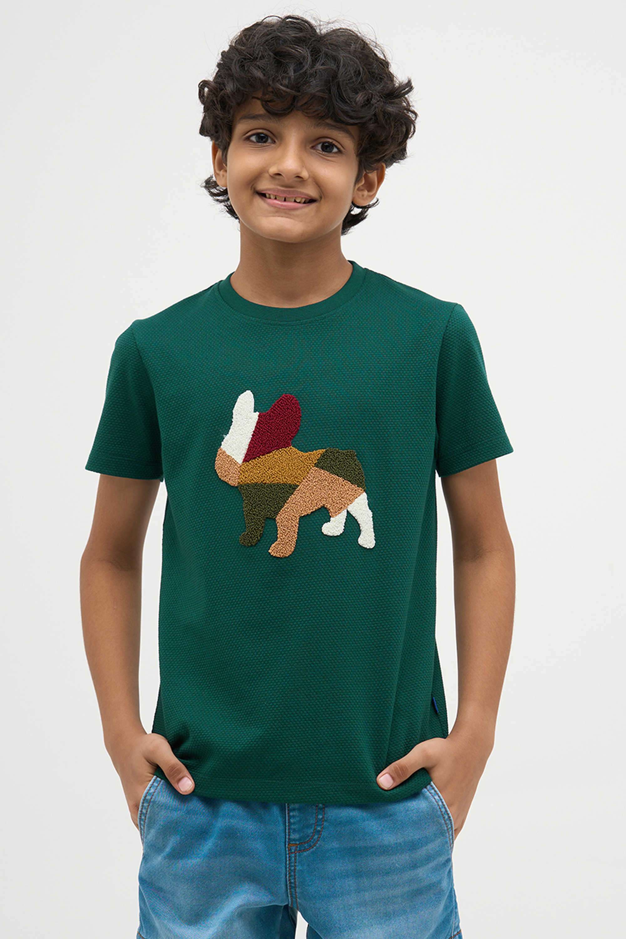 Textured-Cotton-Round-Neck-Boys-T-Shirt