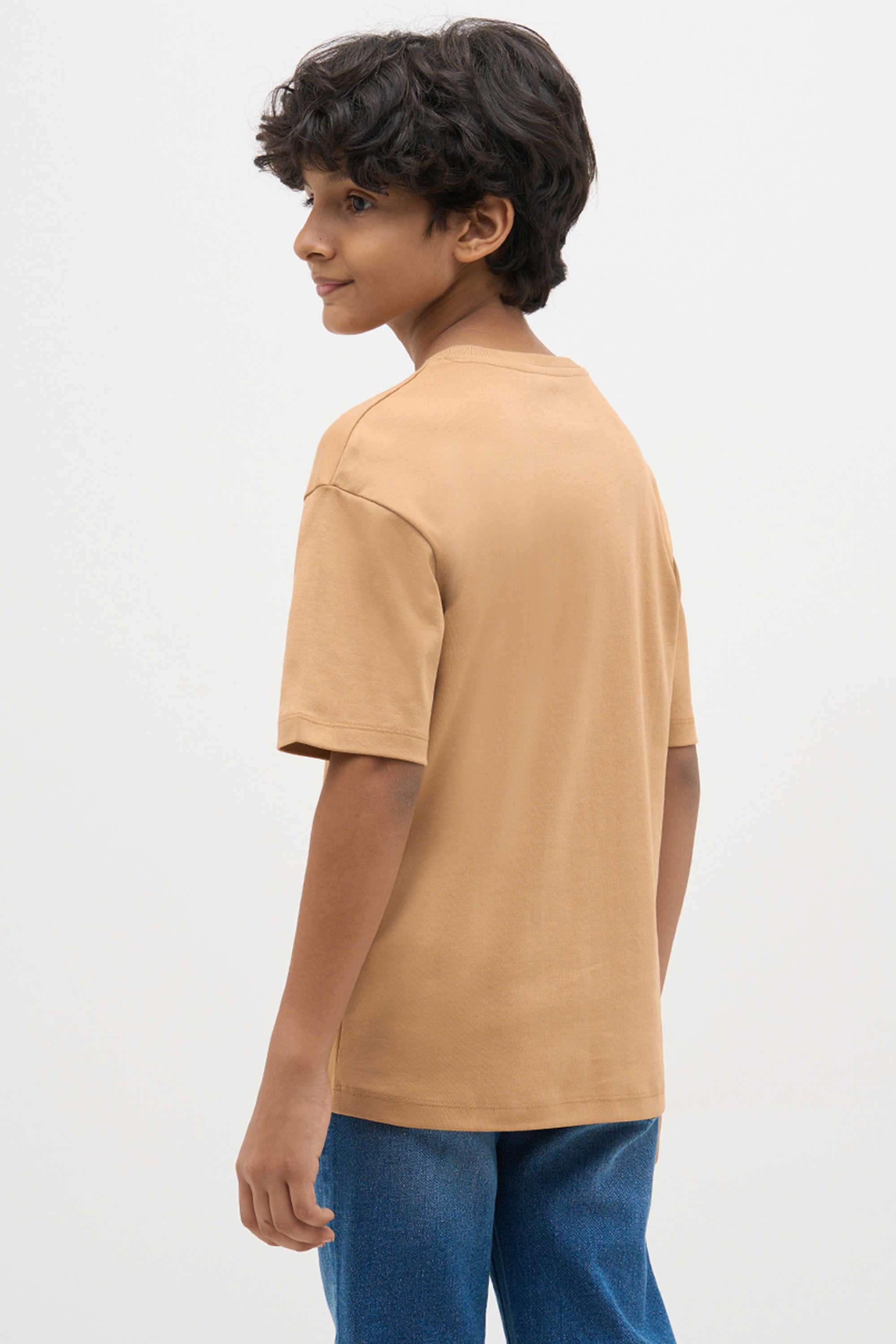 Textured-Cotton-Round-Neck-Boys-T-Shirt