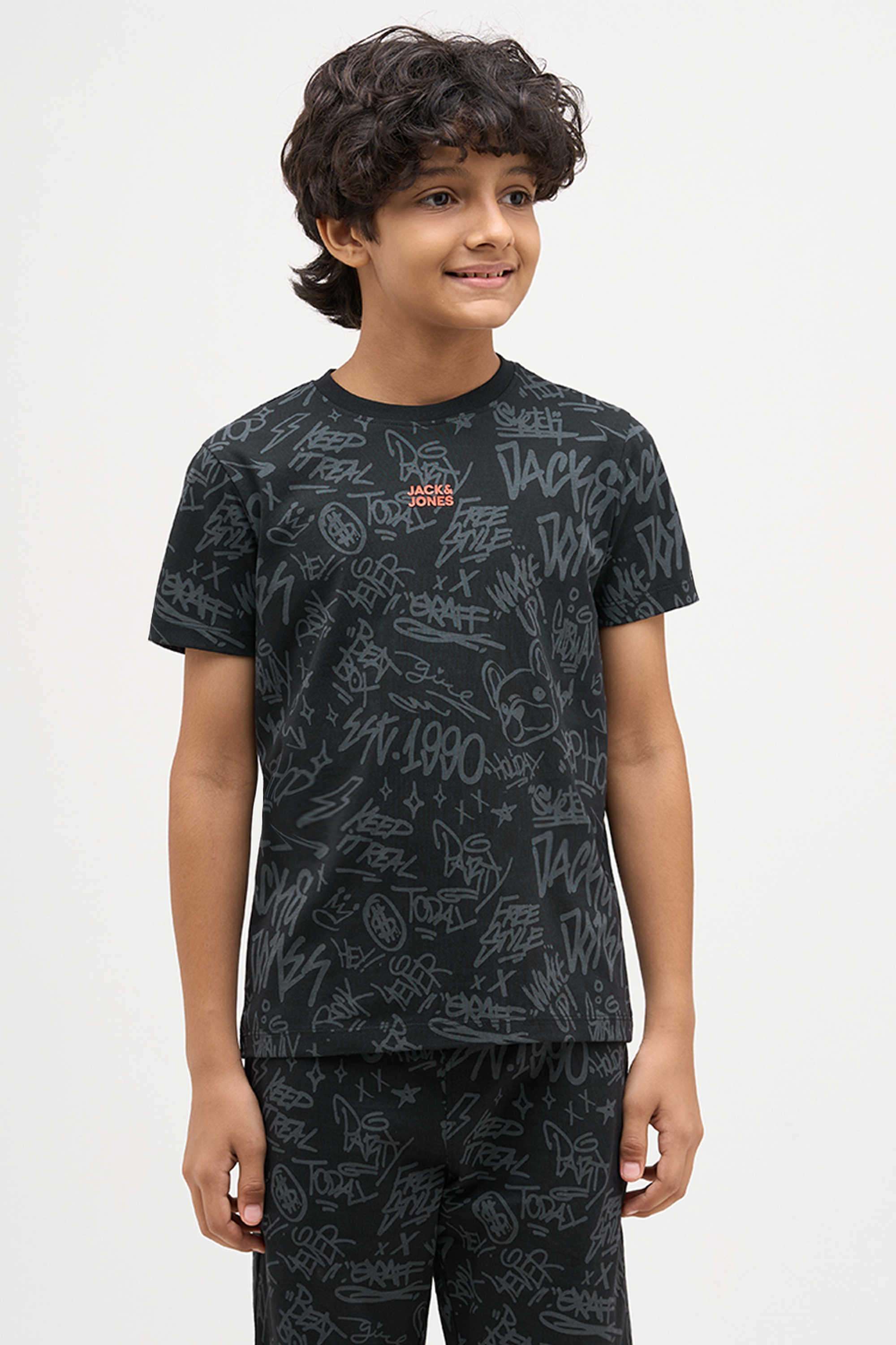 Textured-Cotton-Round-Neck-Boys-T-Shirt