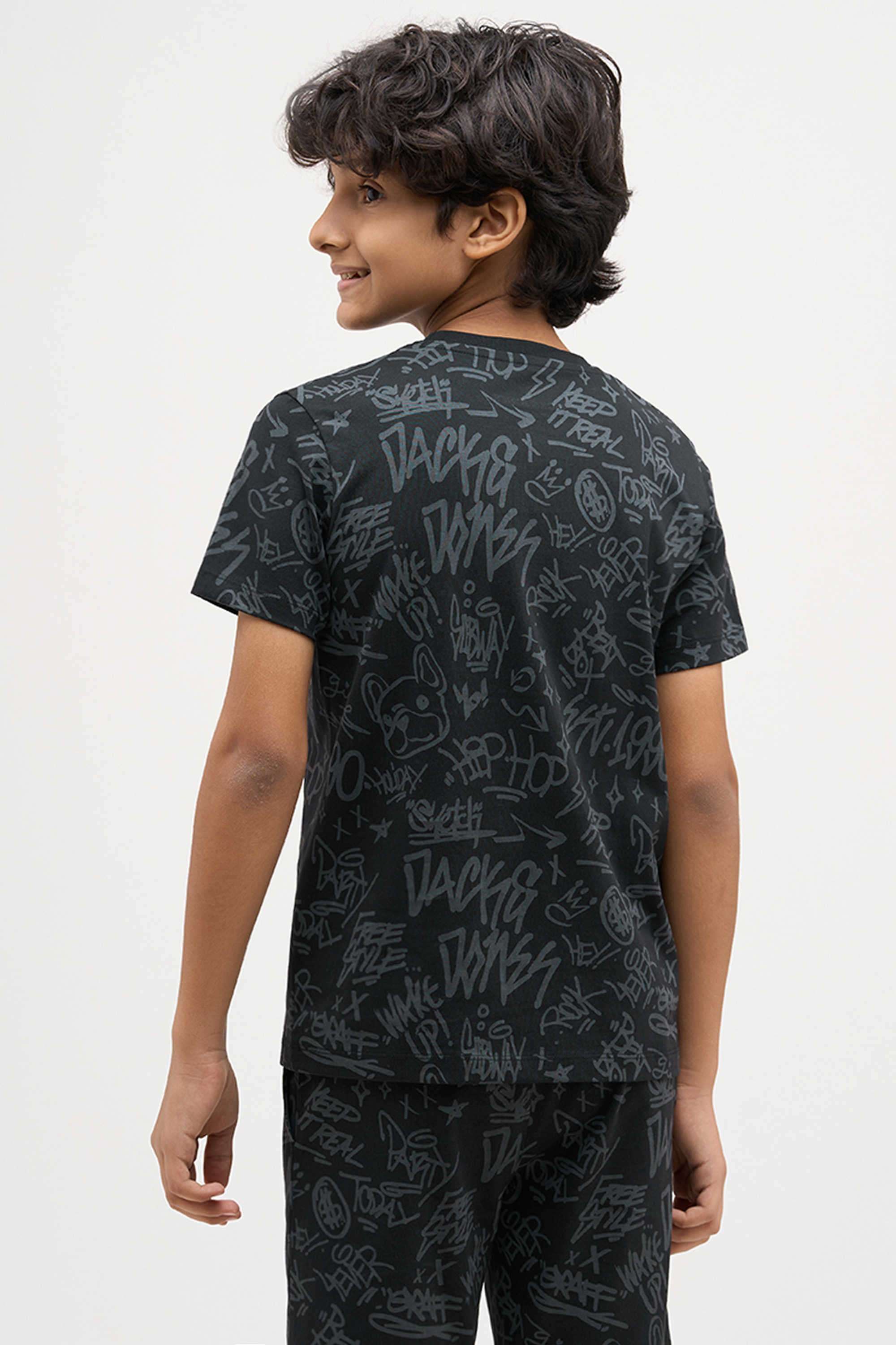 Textured-Cotton-Round-Neck-Boys-T-Shirt