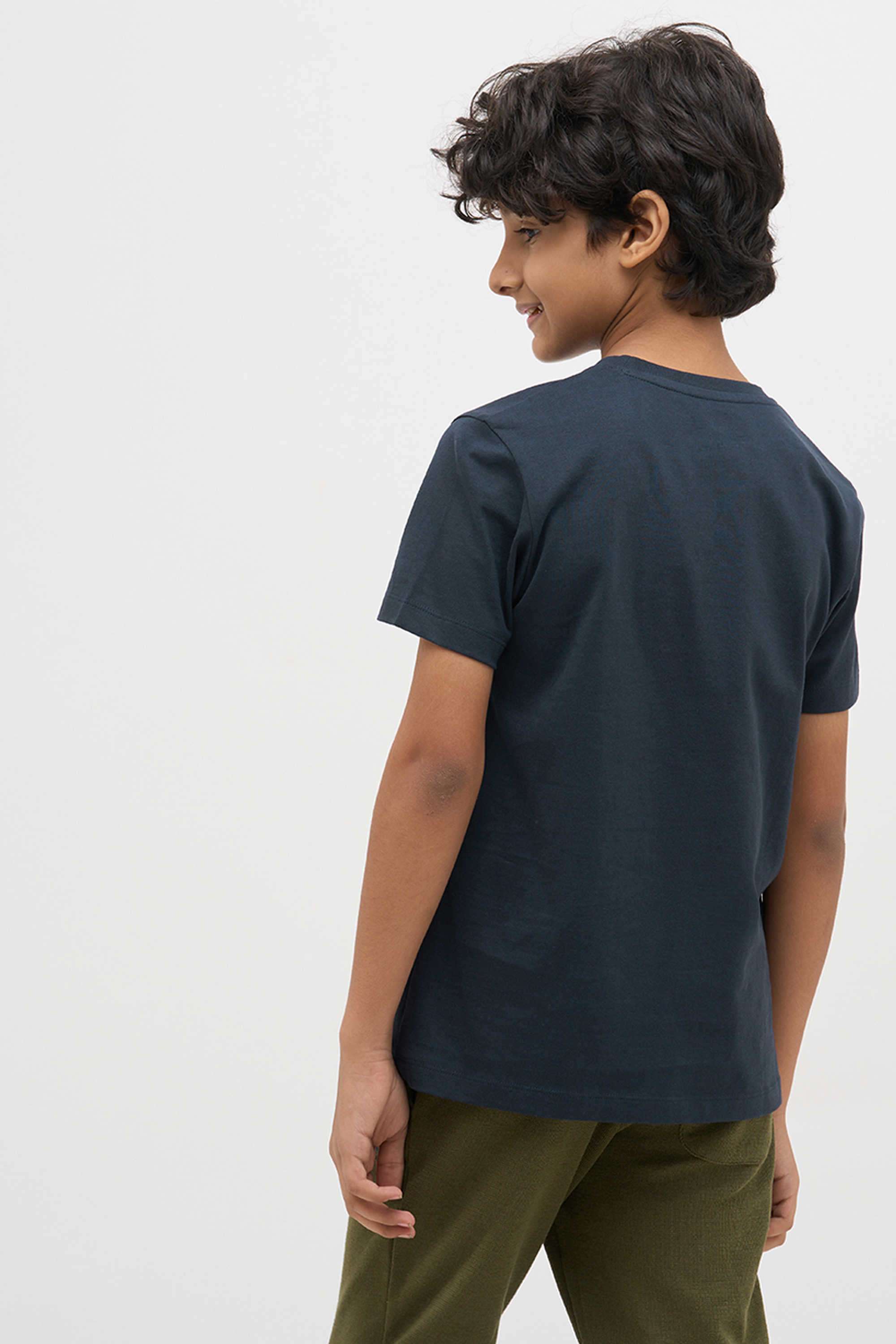 Textured-Cotton-Round-Neck-Boys-T-Shirt