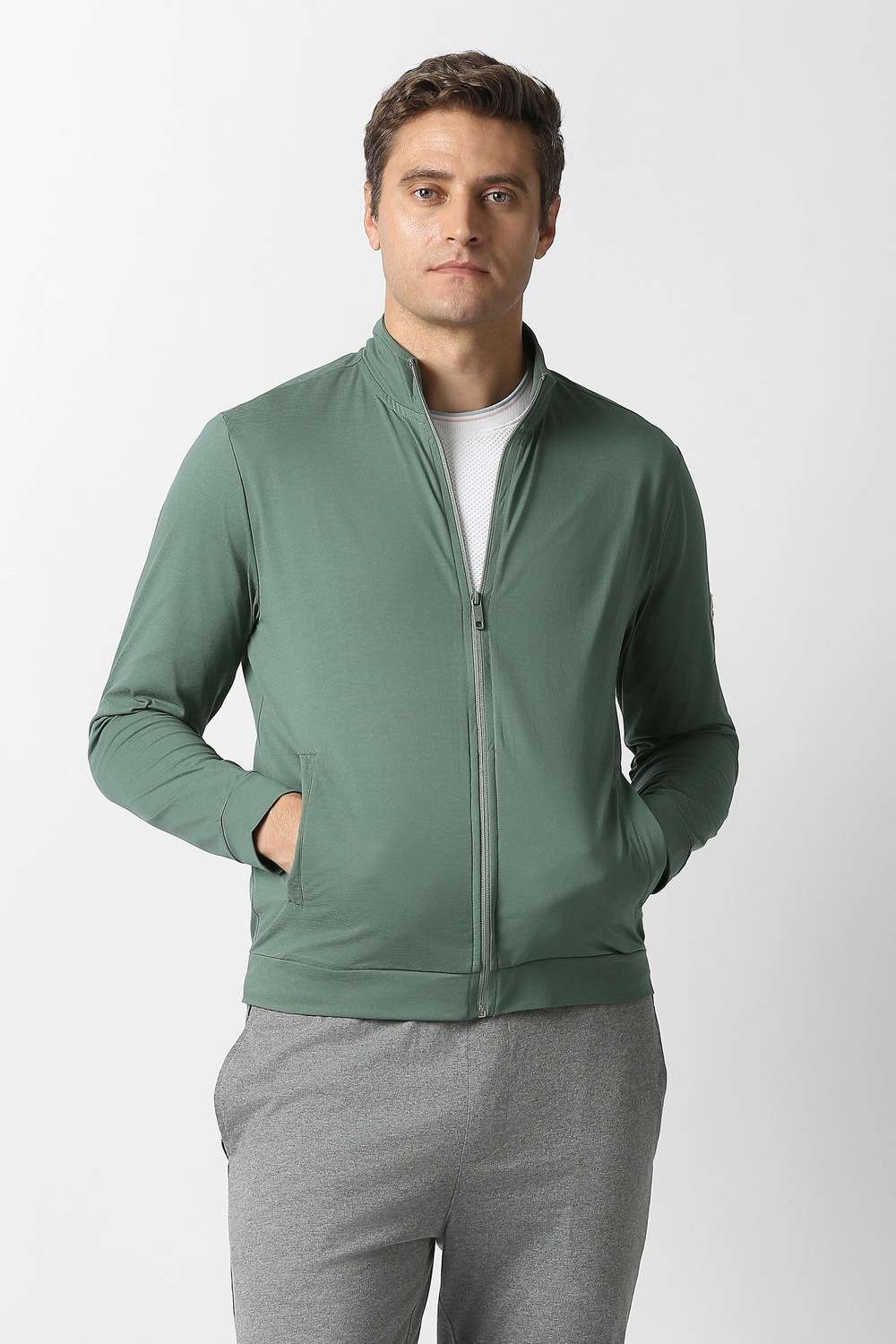 Solid-Polyester-Regular-Fit-Men-s-Jacket