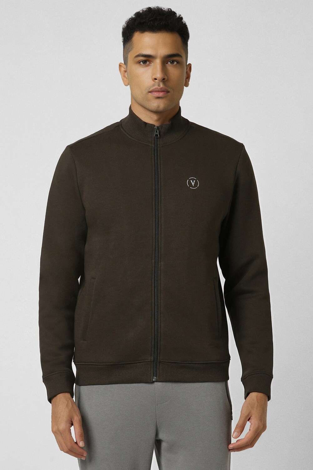 Solid-Polyester-Cotton-Regular-Fit-Men-s-Jacket