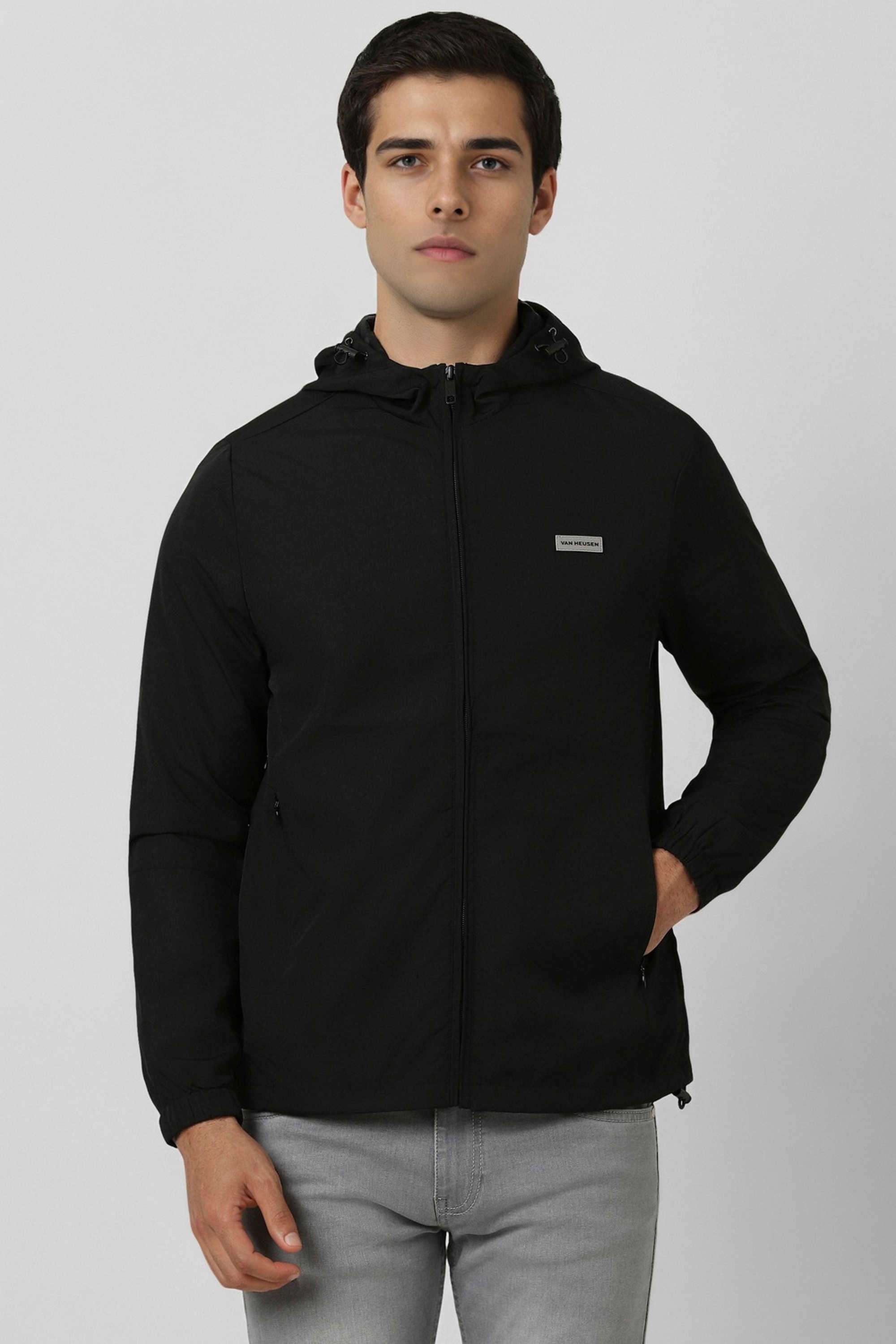 Solid-Polyester-Regular-Fit-Men-s-Casual-Jacket