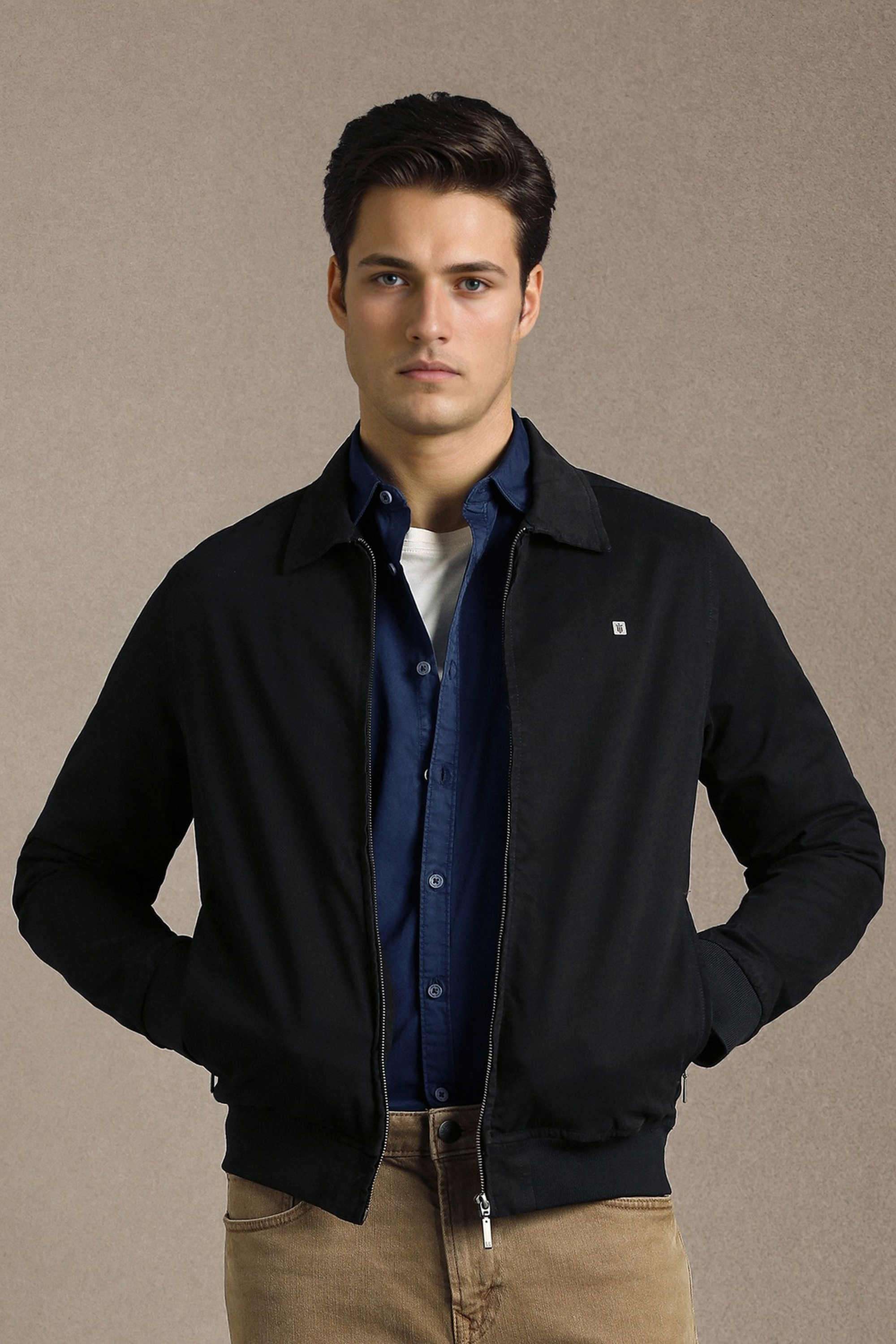 Solid-Cotton-Regular-Fit-Men-s-Jacket